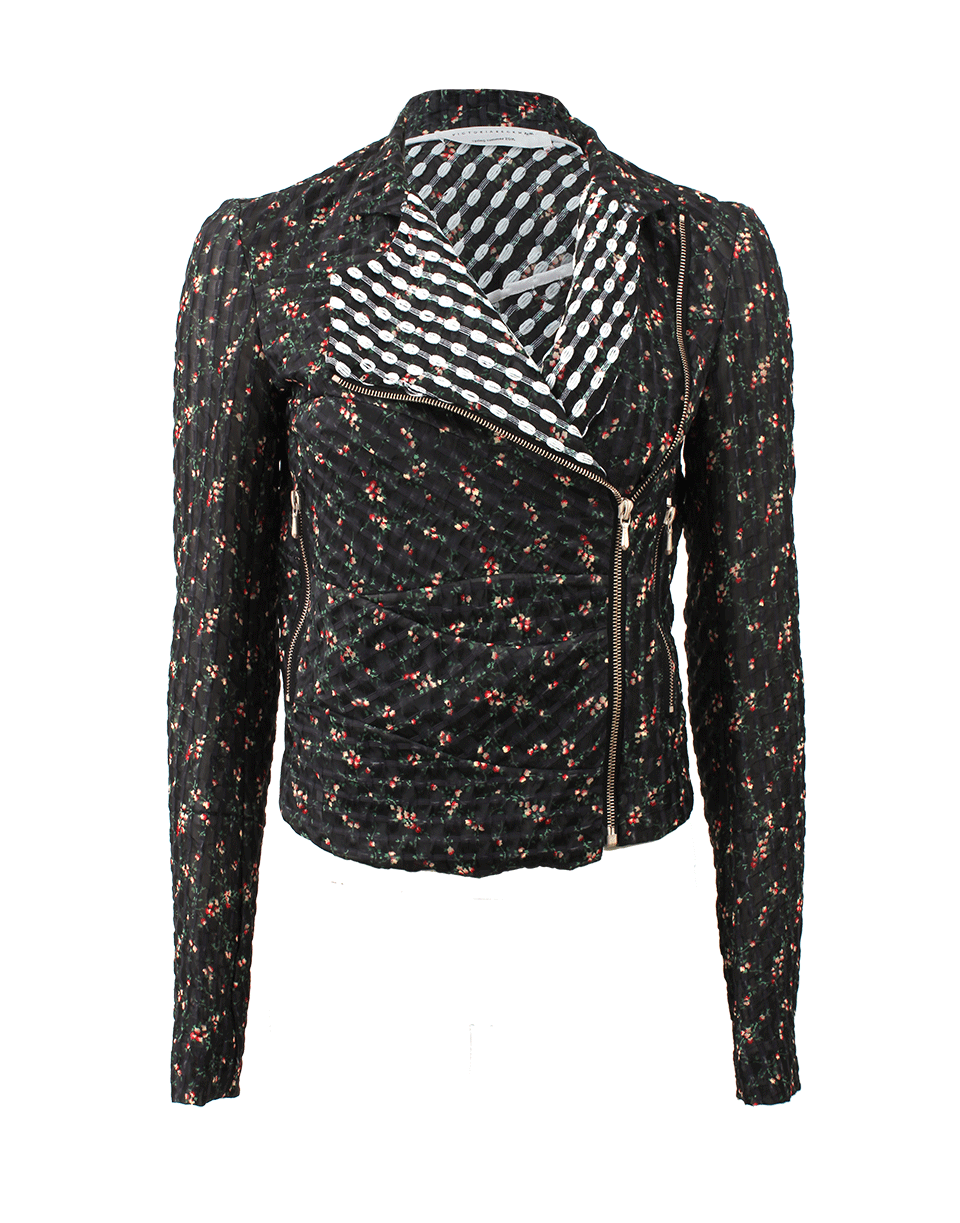 VICTORIA BECKHAM-Floral Biker Jacket-BLACK
