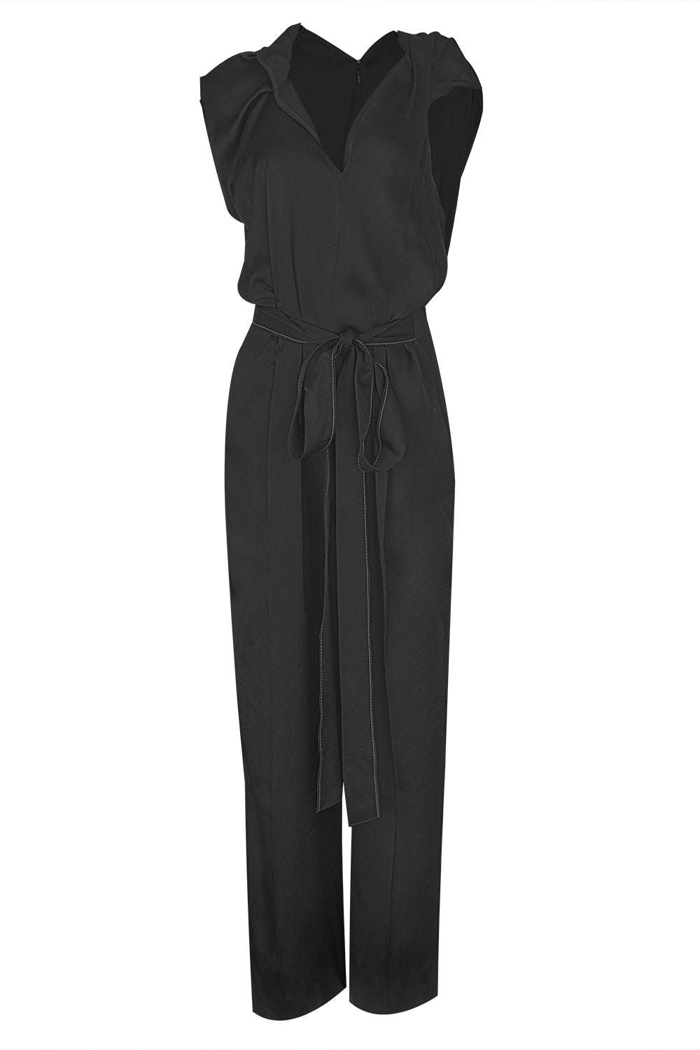 Draped Pleated Jumpsuit-BLACK-2-CLOTHINGPANTJUMPSUIT-VICTORIA BECKHAM