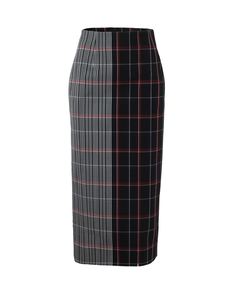 VICTORIA BECKHAM-Plaid Pencil Skirt-