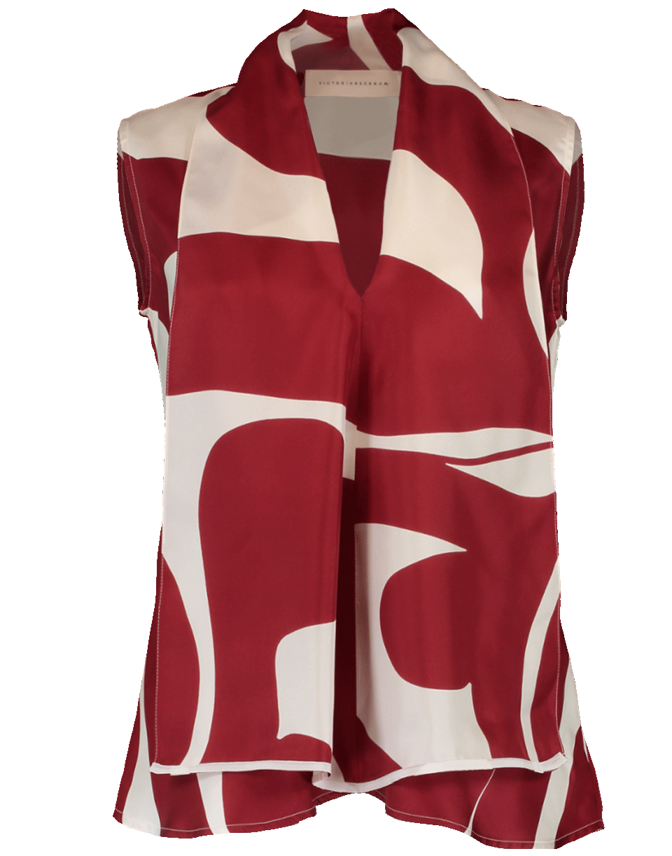 VICTORIA BECKHAM-Printed Drape Front Blouse-