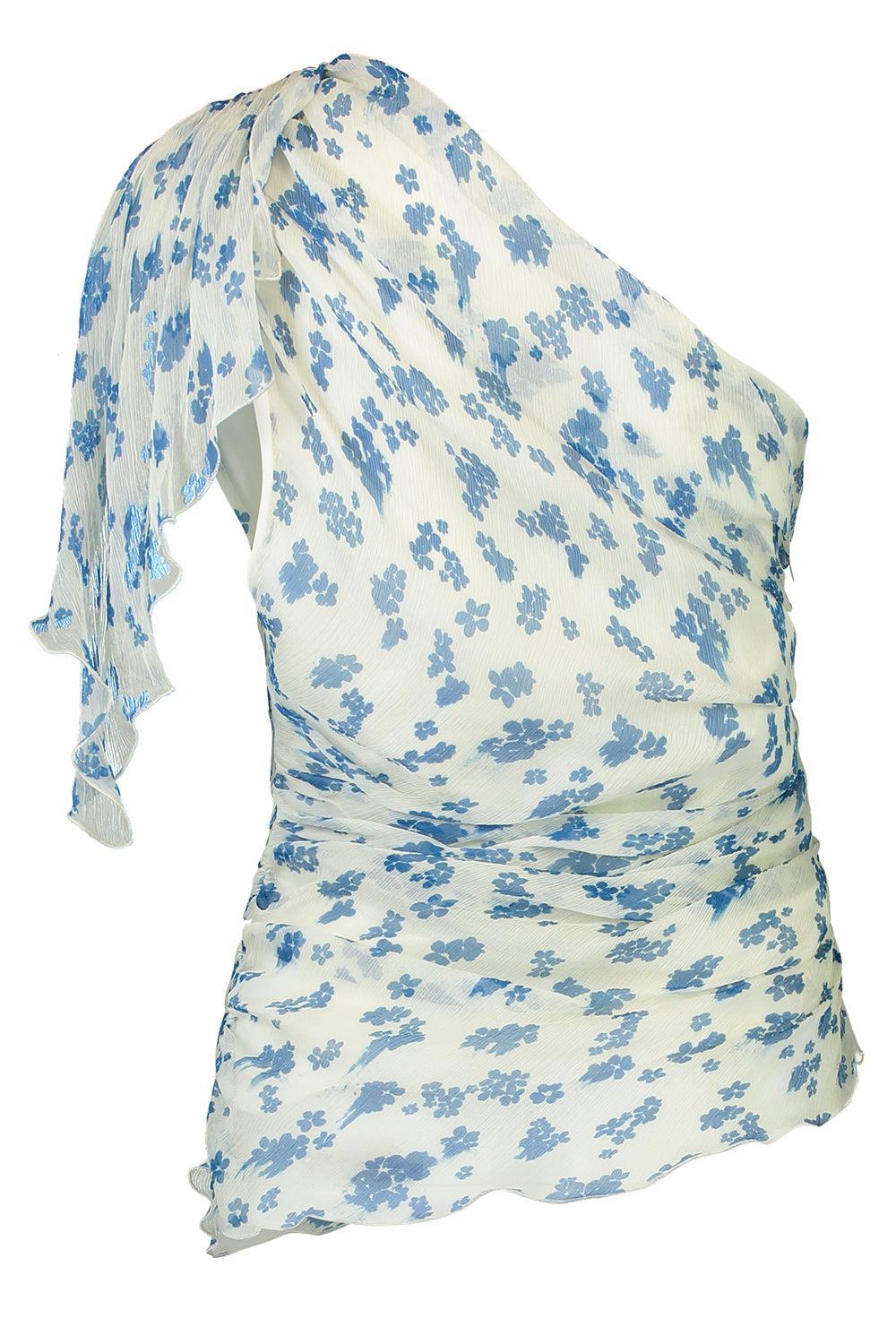 One Shoulder Draped Top-CLOUDBLU-2-CLOTHINGTOPBLOUSE-VICTORIA BECKHAM