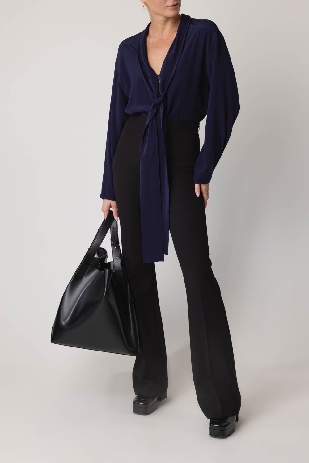 VICTORIA BECKHAM-V-Neck Scarf Blouse-