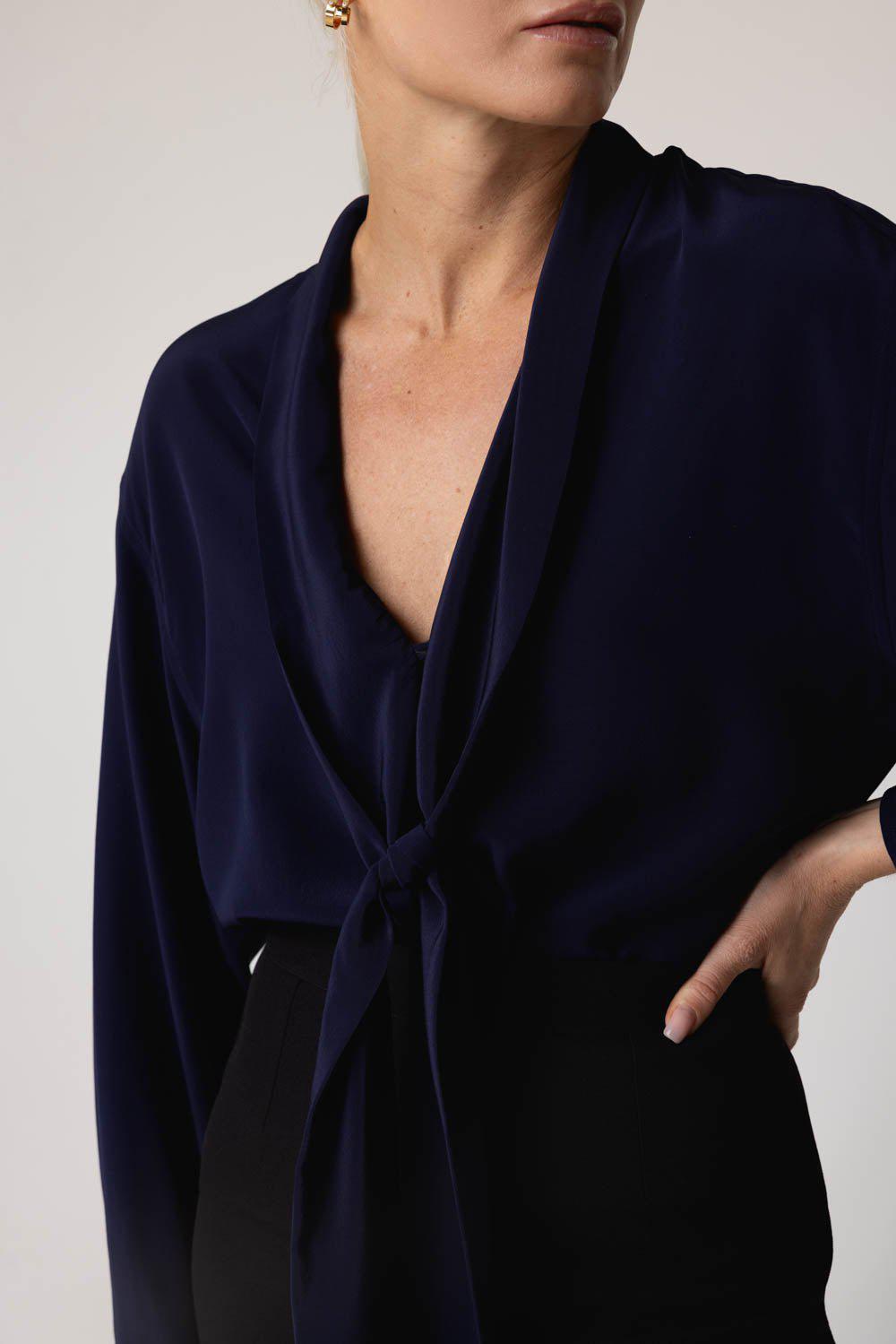 VICTORIA BECKHAM-V-Neck Scarf Blouse-