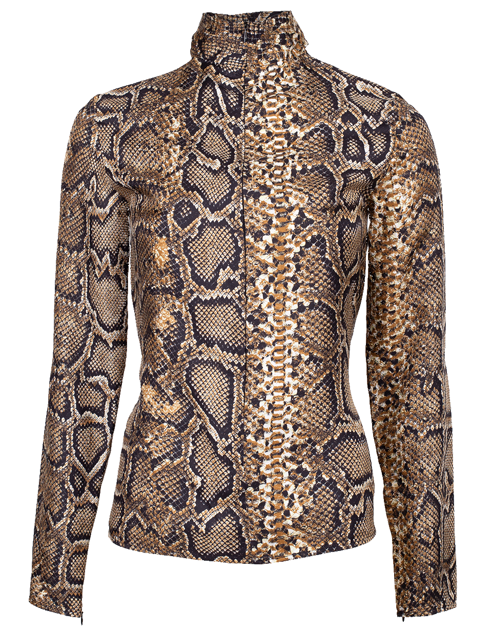 VICTORIA BECKHAM-High-Neck Python Print Blouse-