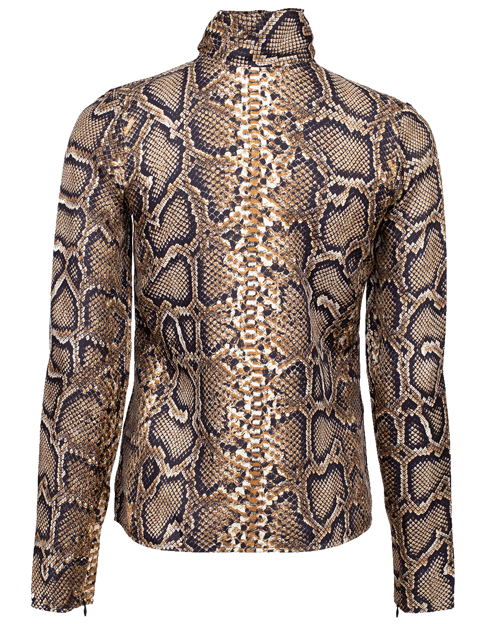 VICTORIA BECKHAM-High-Neck Python Print Blouse-