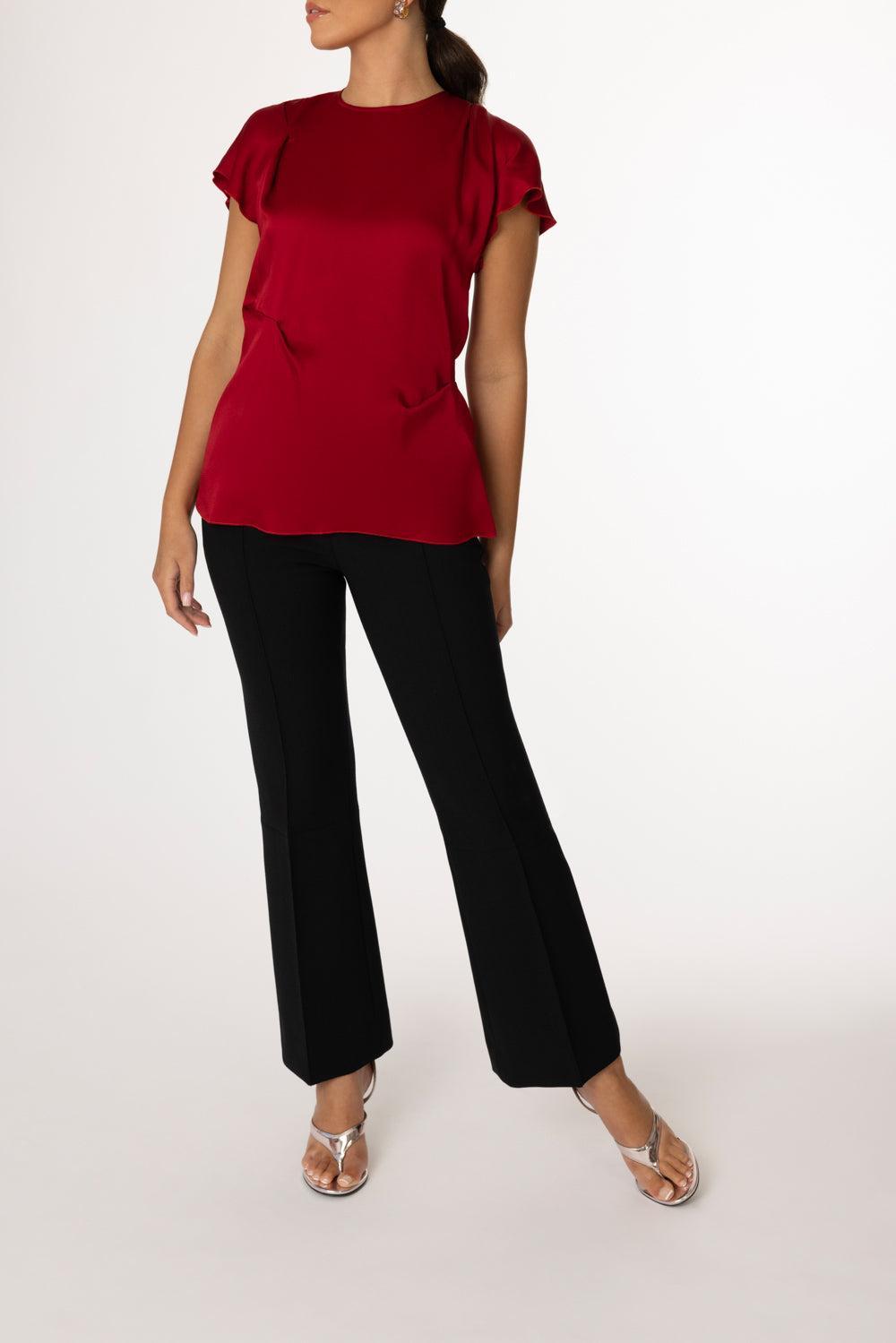 Draped Detail Top-ROSE-0-CLOTHINGTOPBLOUSE-VICTORIA BECKHAM