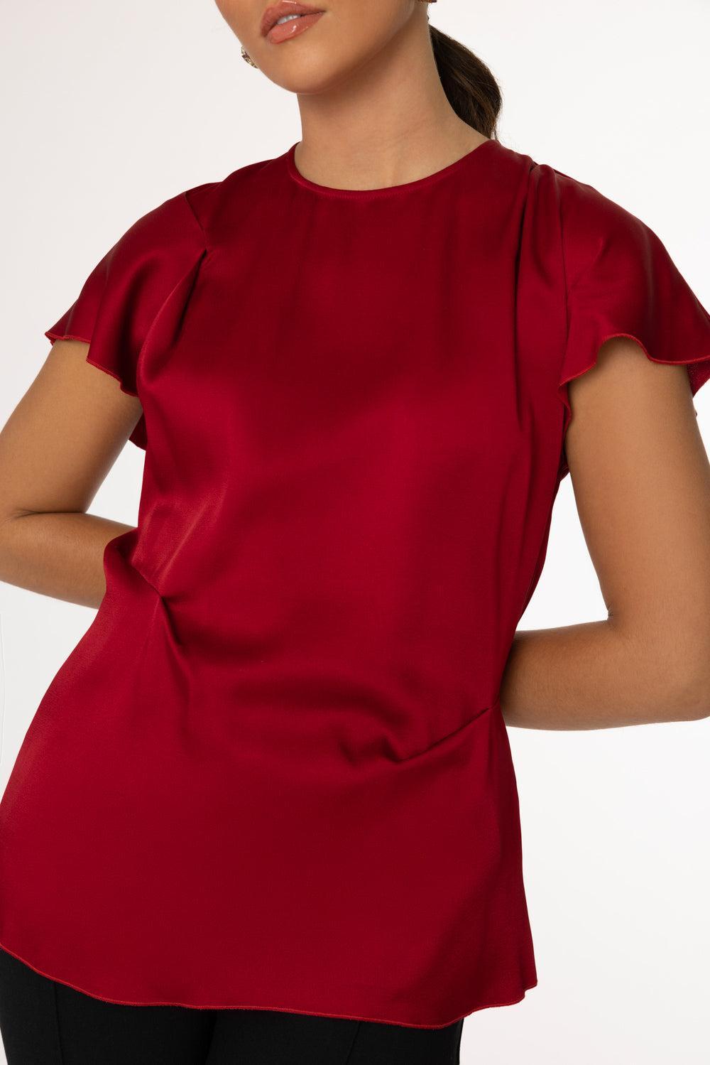 Draped Detail Top-ROSE-0-CLOTHINGTOPBLOUSE-VICTORIA BECKHAM