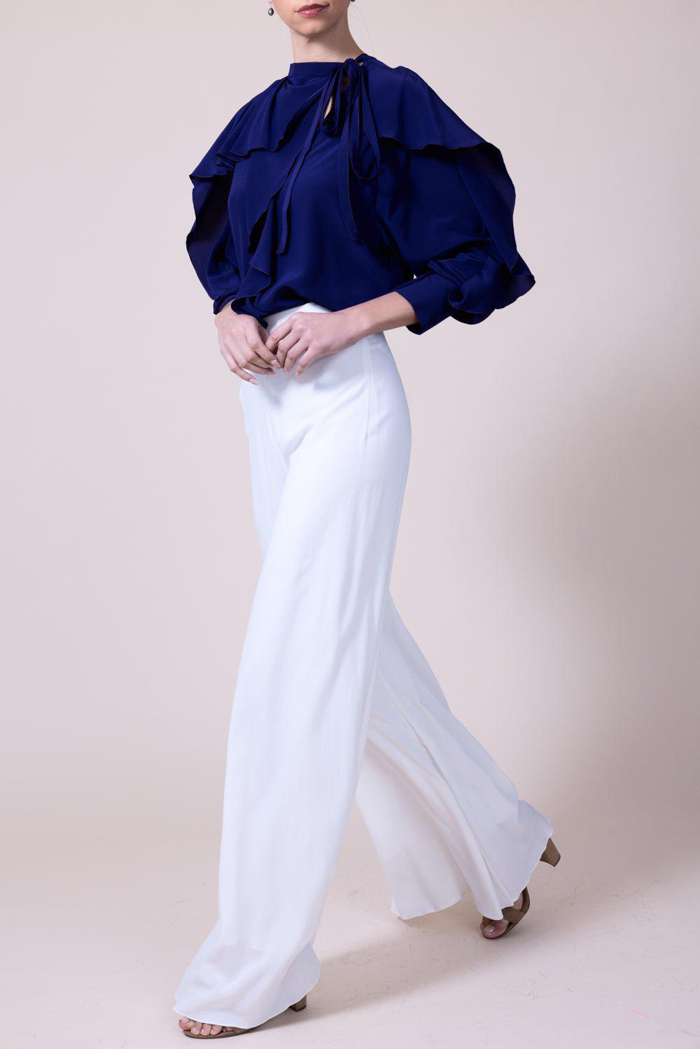 VICTORIA BECKHAM-Tie Ruffle Blouse - Violet-