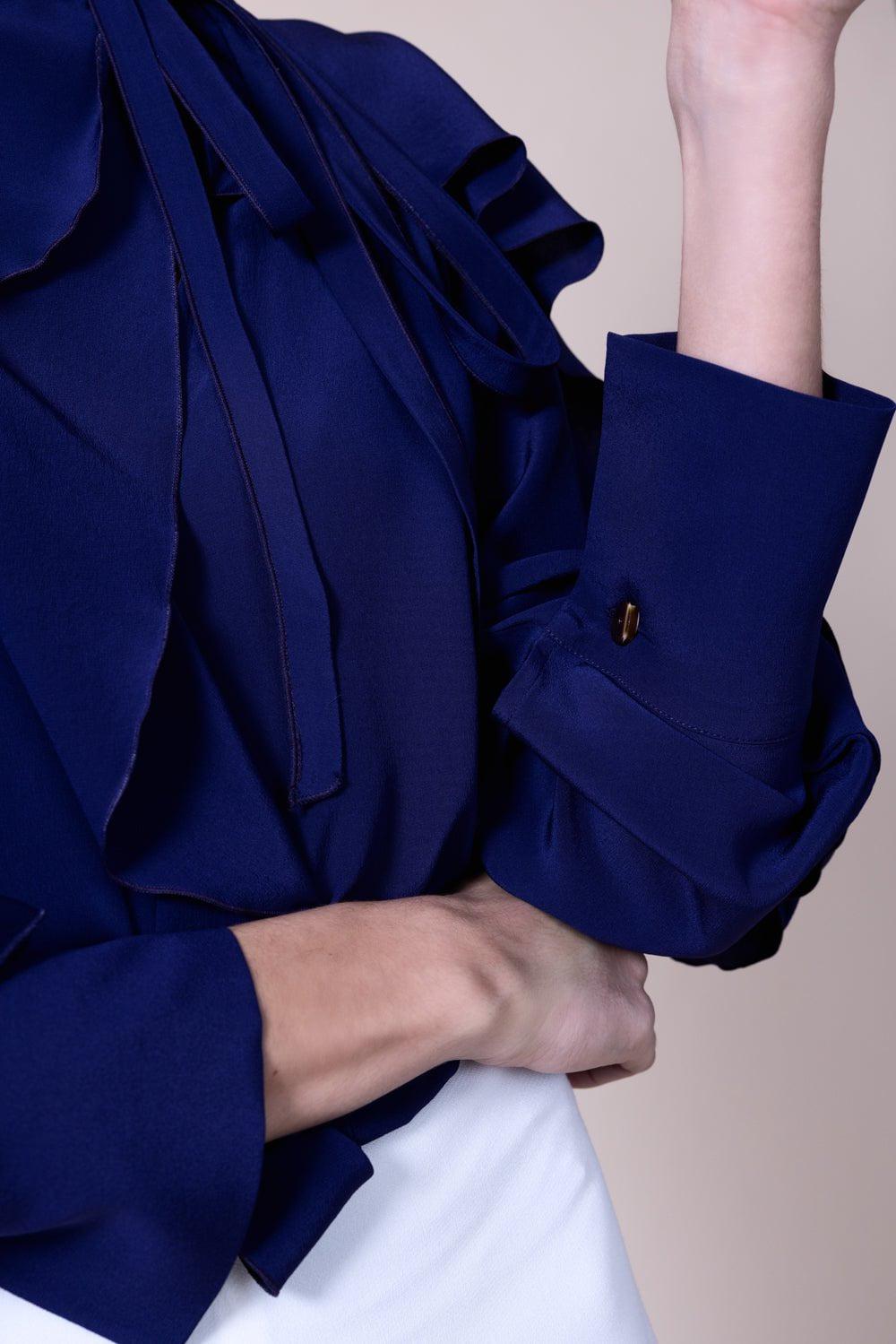 VICTORIA BECKHAM-Tie Ruffle Blouse - Violet-
