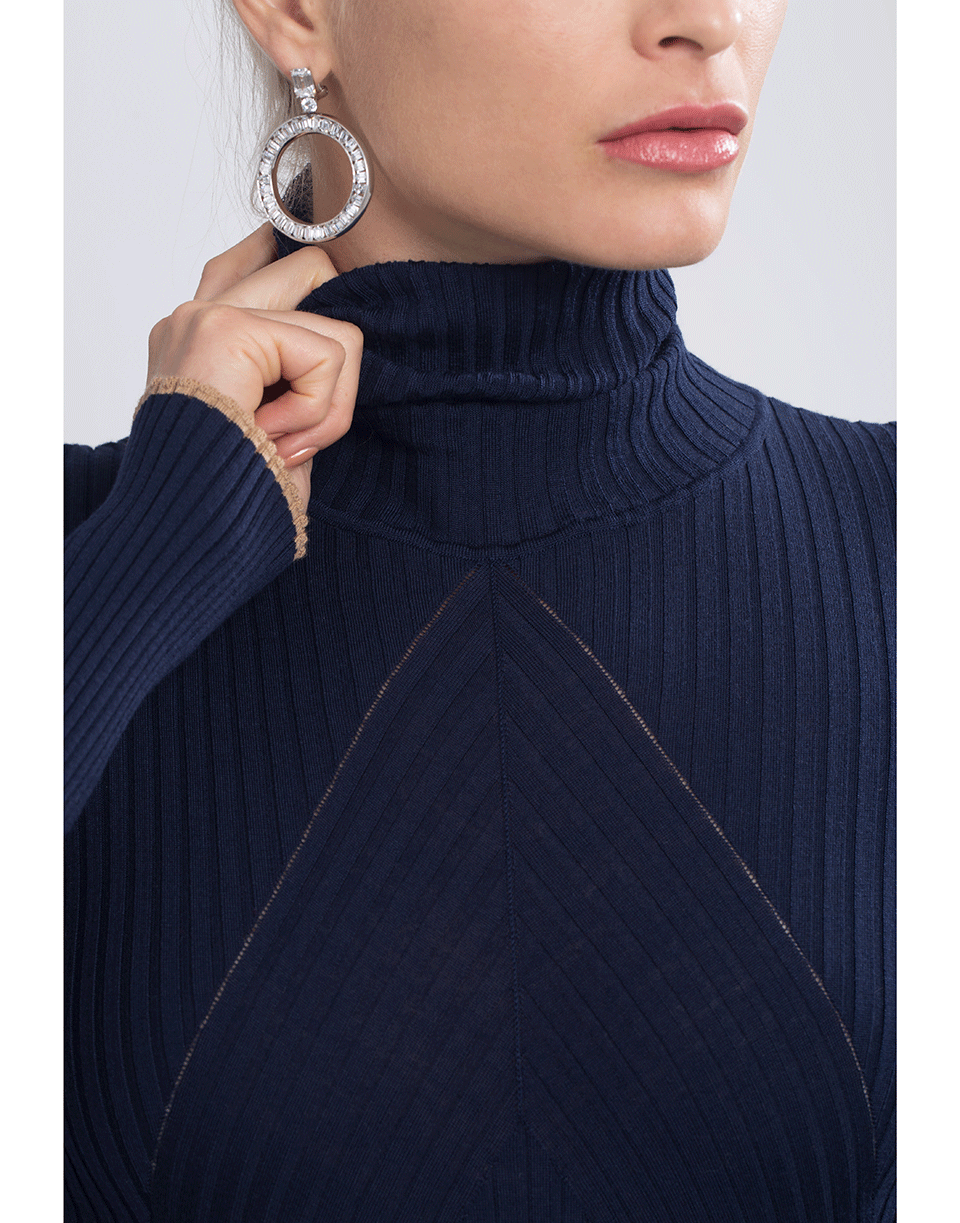 VICTORIA BECKHAM-Slim Polo Neck Sweater-