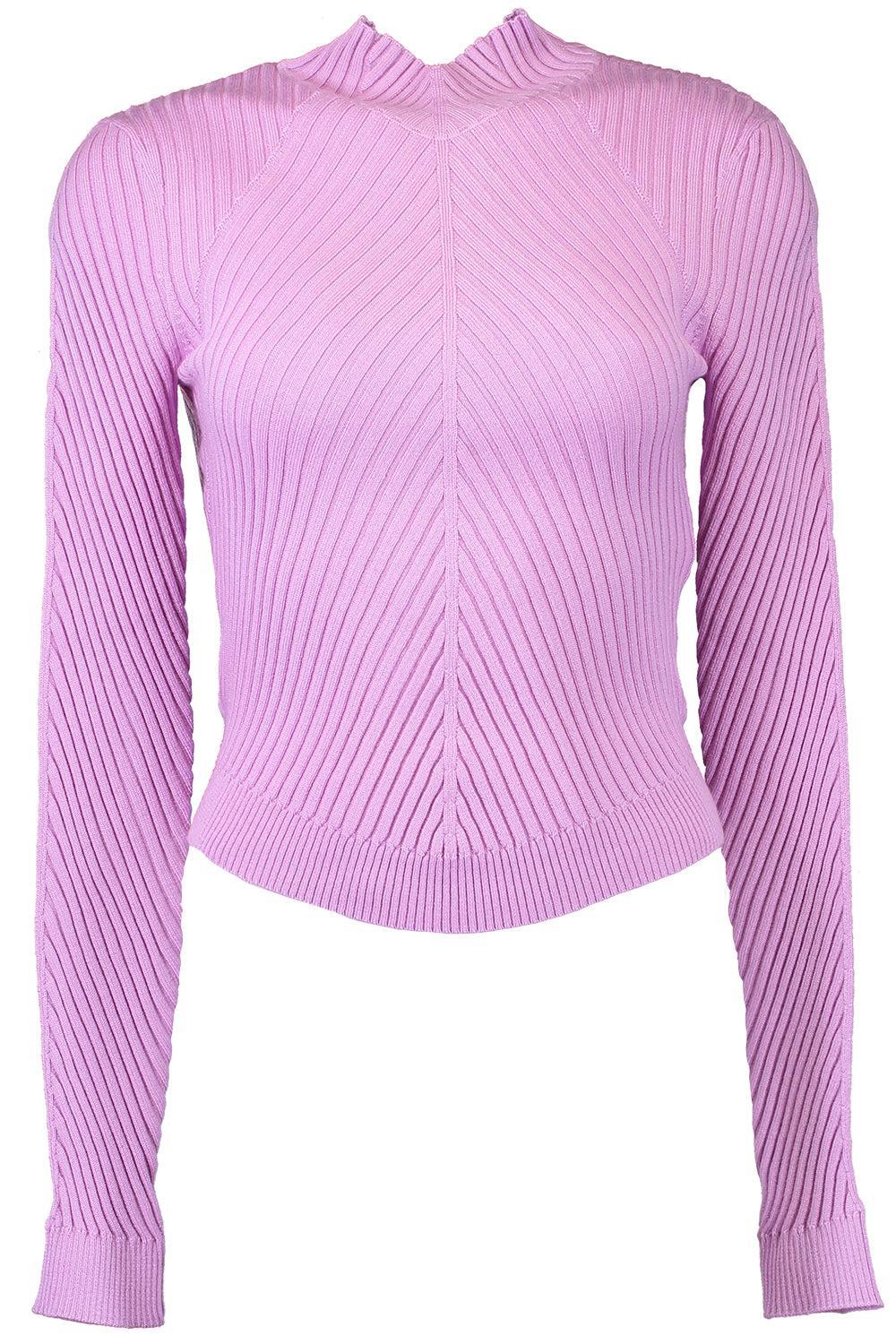 Ribbed Long Sleeve Polo Top-VERBENA-XS-CLOTHINGTOPKNITS-VICTORIA BECKHAM