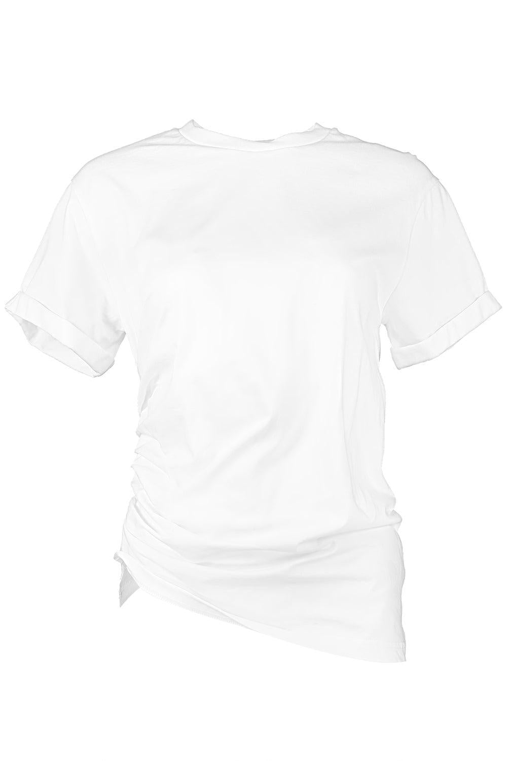 Gathered T-Shirt - White-WHITE-XS-CLOTHINGTOPT-SHIRT-VICTORIA BECKHAM