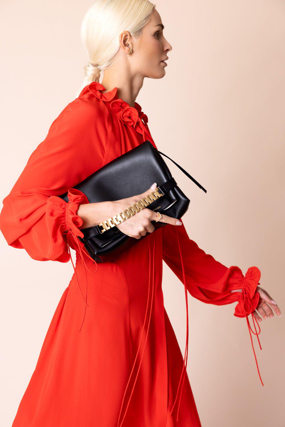 VICTORIA BECKHAM-Chain Poucher Shoulder Bag - Black-BLACK