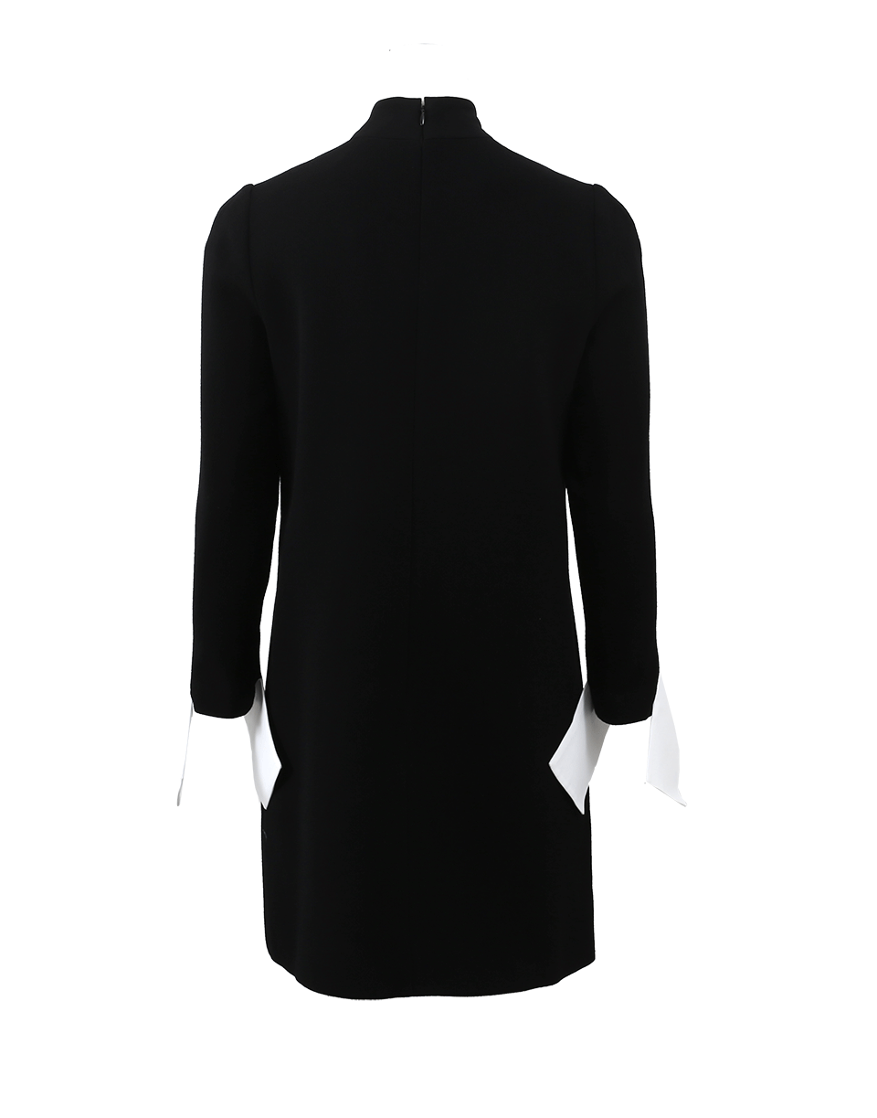 VICTORIA BY V. BECKHAM-Draped Cuff Dress-BLK/WHT