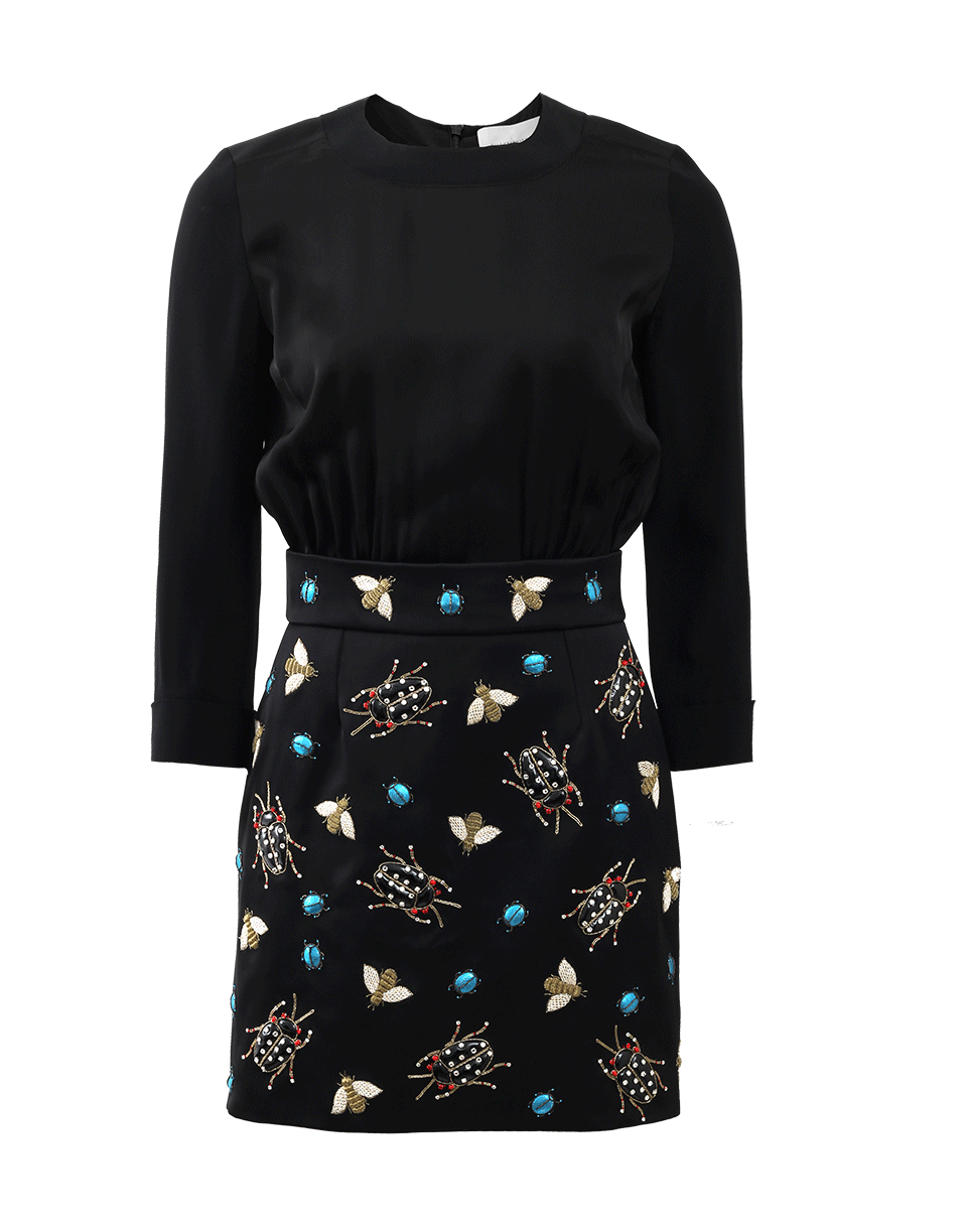 VICTORIA BY V. BECKHAM-Satin Dress With Bug Applique-