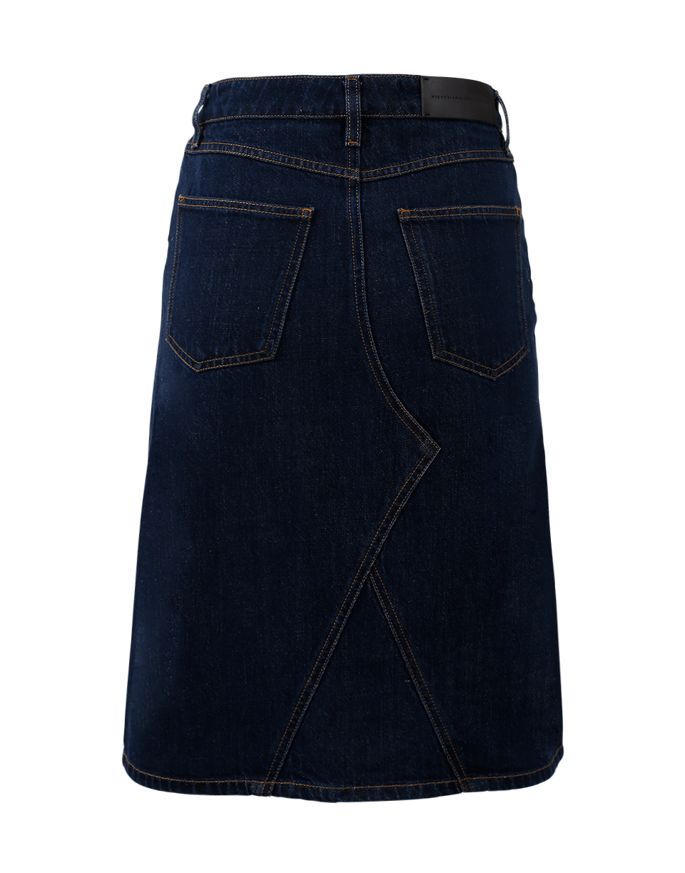 VICTORIA BY V. BECKHAM-Embroidered Denim Pencil Skirt-