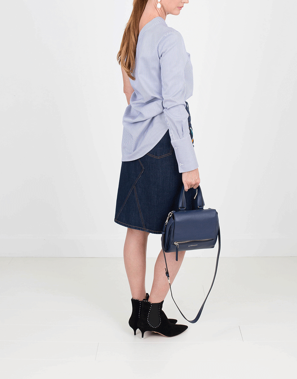 VICTORIA BY V. BECKHAM-Embroidered Denim Pencil Skirt-