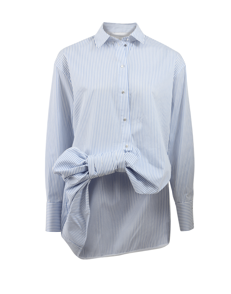 VICTORIA BY V. BECKHAM-Striped Asymmetric Bow Blouse-