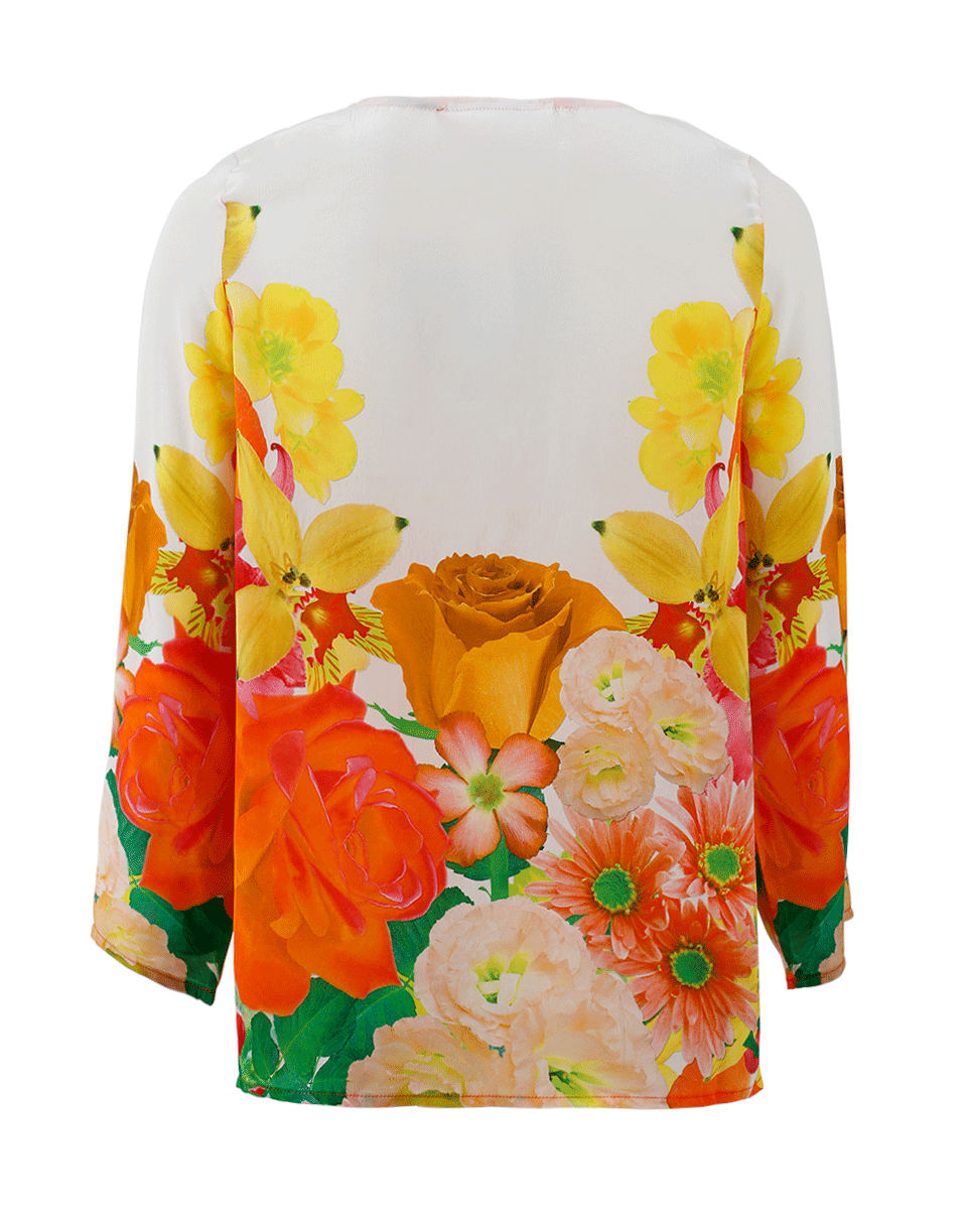 VICTORIA LUXURY SILK-Lace Up French Top-WHT/ORNG