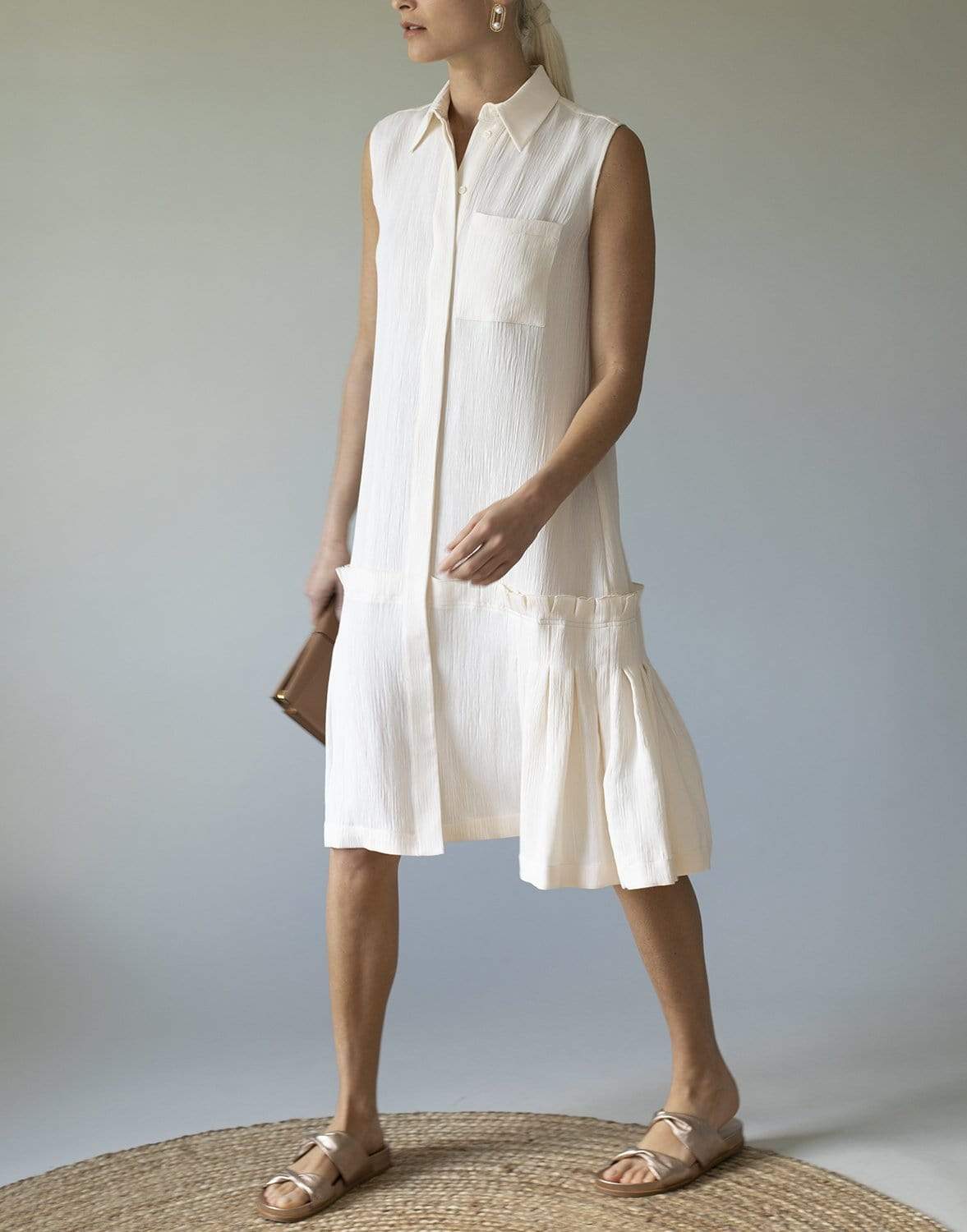 VICTORIA VICTORIA BECKHAM-Flounce Hem 3D Shirt Dress-