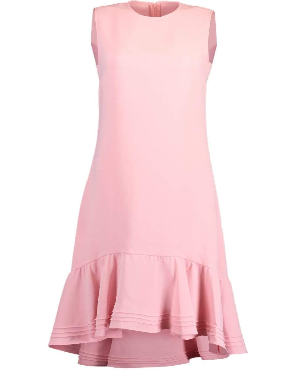 VICTORIA VICTORIA BECKHAM-Milkshake Pink Pintuck Flounce Hem Shift Midi Dress-