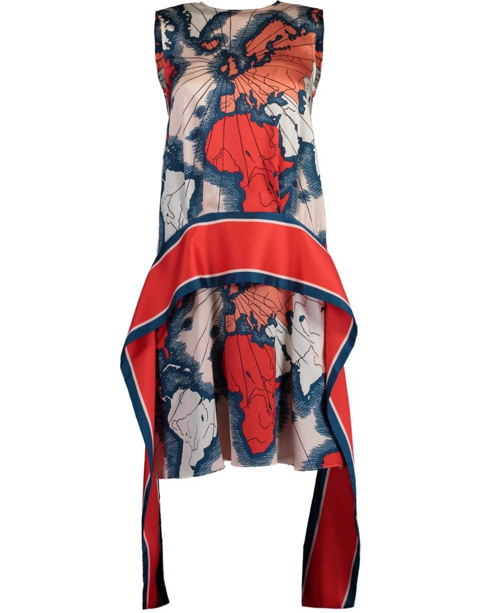 VICTORIA VICTORIA BECKHAM-Map Print Scarf Dress-