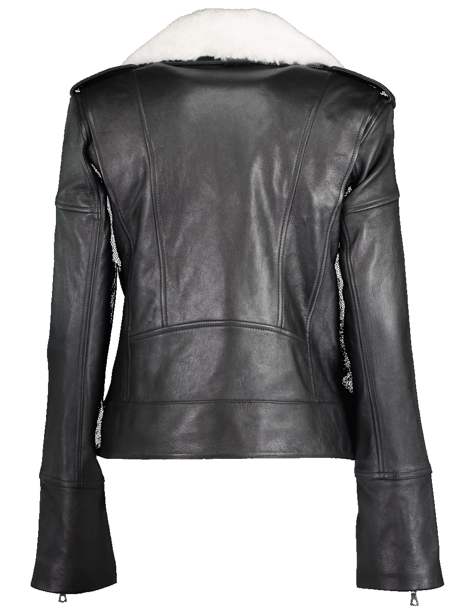 VICTORIA VICTORIA BECKHAM-Shearling Collar Biker Jacket-