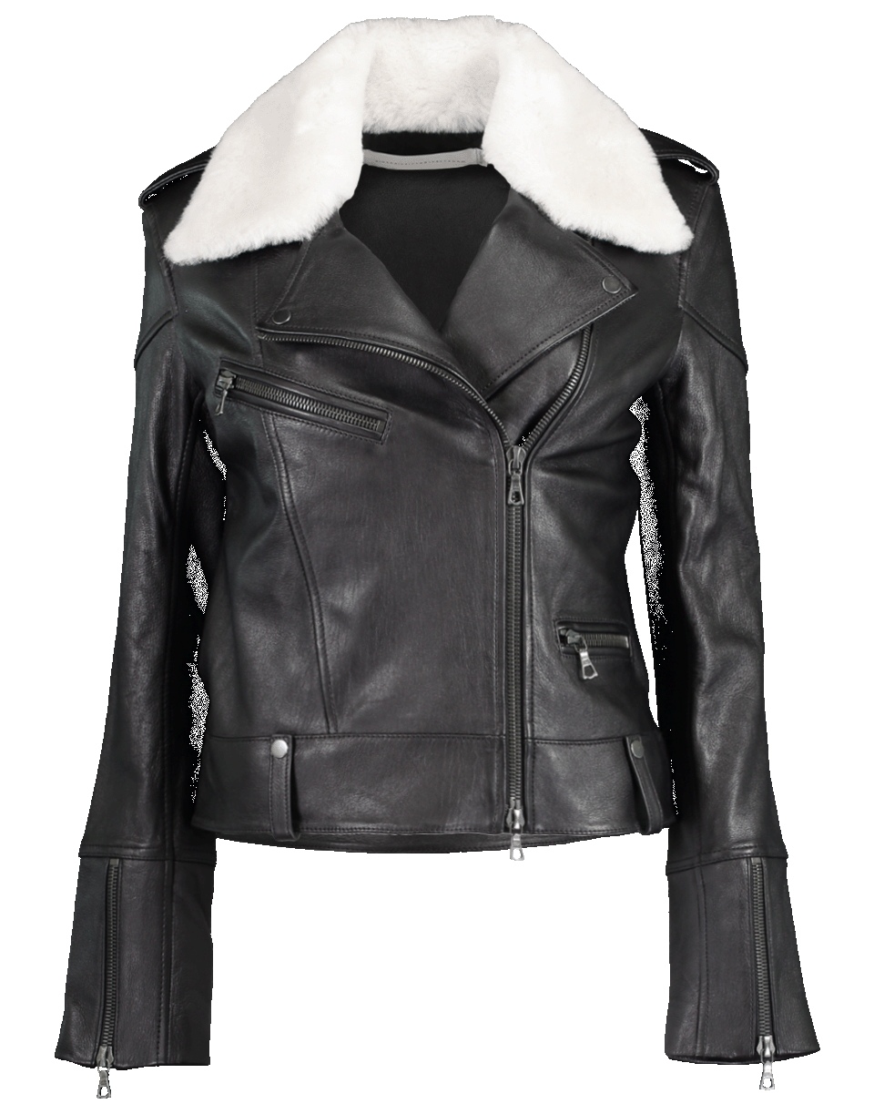 VICTORIA VICTORIA BECKHAM-Shearling Collar Biker Jacket-