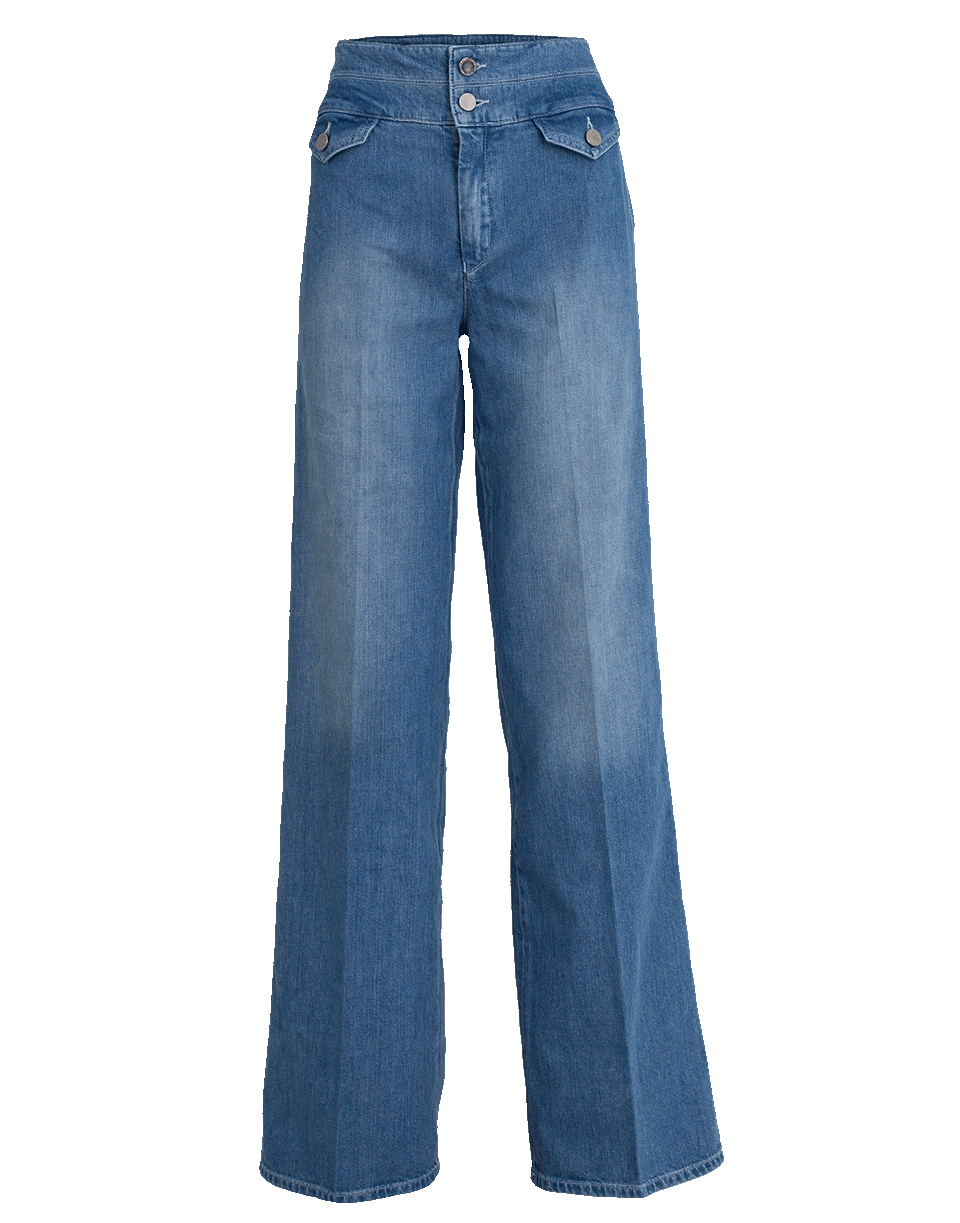 VICTORIA VICTORIA BECKHAM-70’s Wide Leg Denim Pant-DAMAS