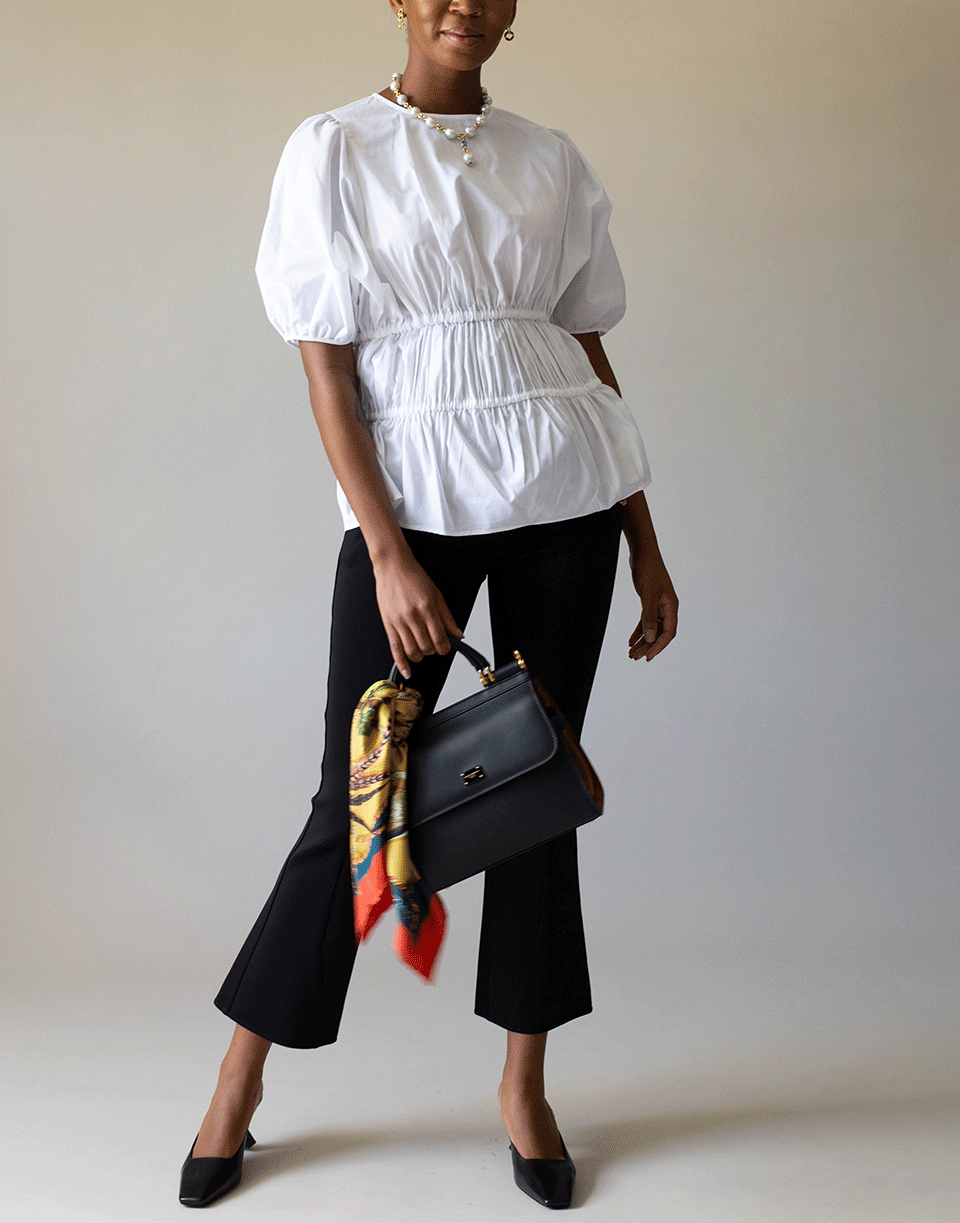 VICTORIA VICTORIA BECKHAM-White Cotton Gathered Cacoon Top-