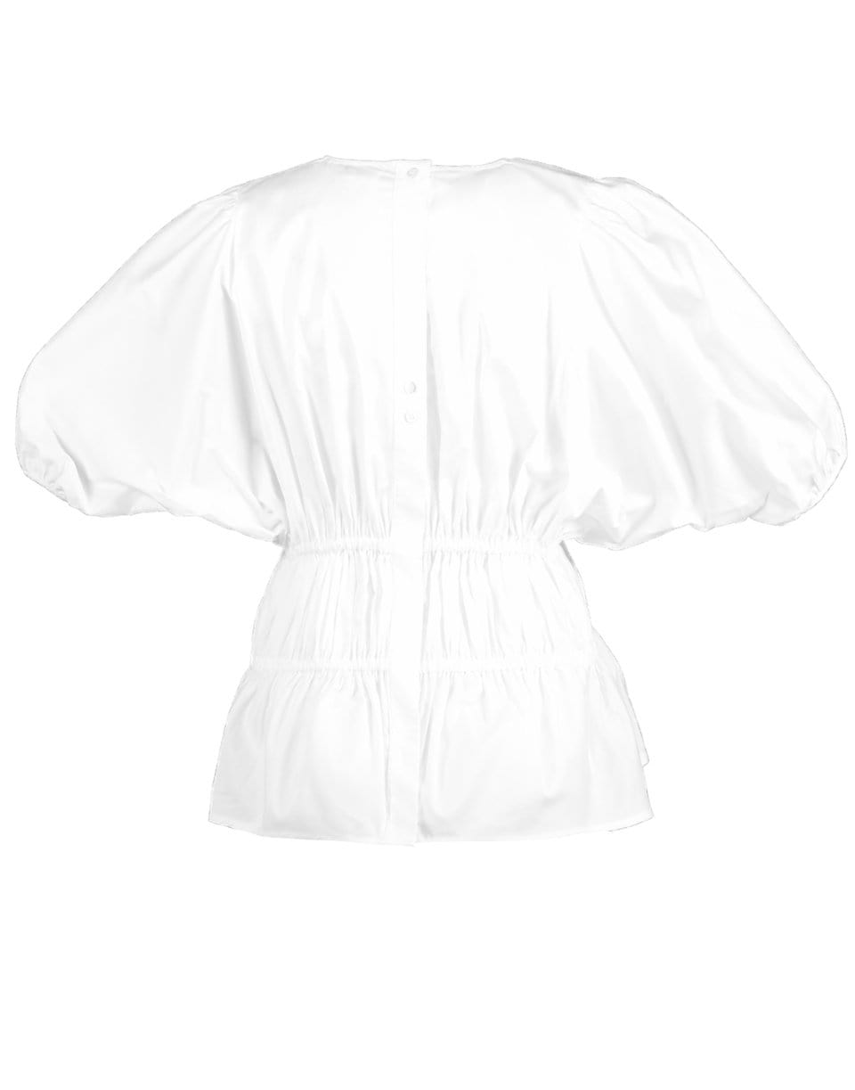 VICTORIA VICTORIA BECKHAM-White Cotton Gathered Cacoon Top-