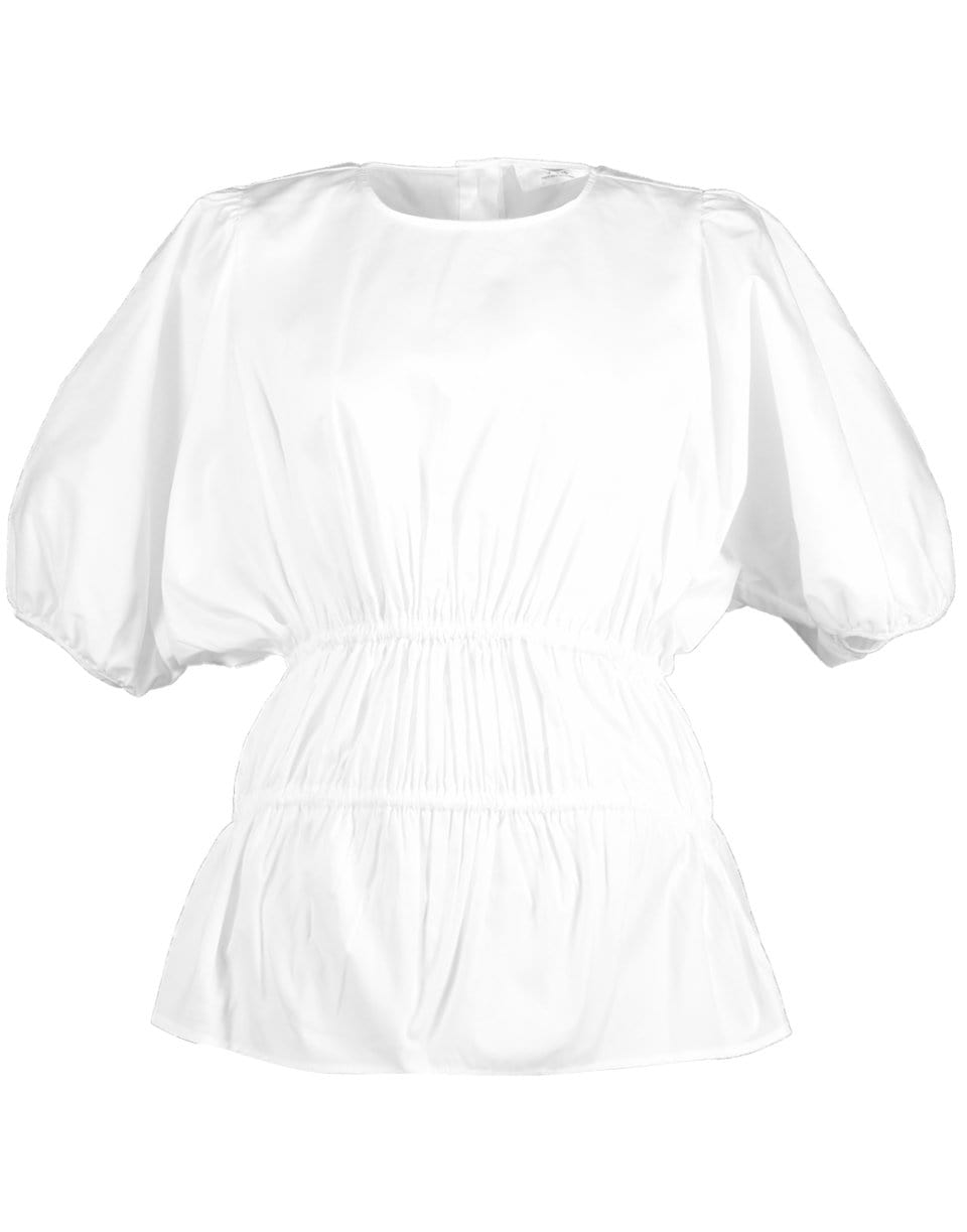 VICTORIA VICTORIA BECKHAM-White Cotton Gathered Cacoon Top-
