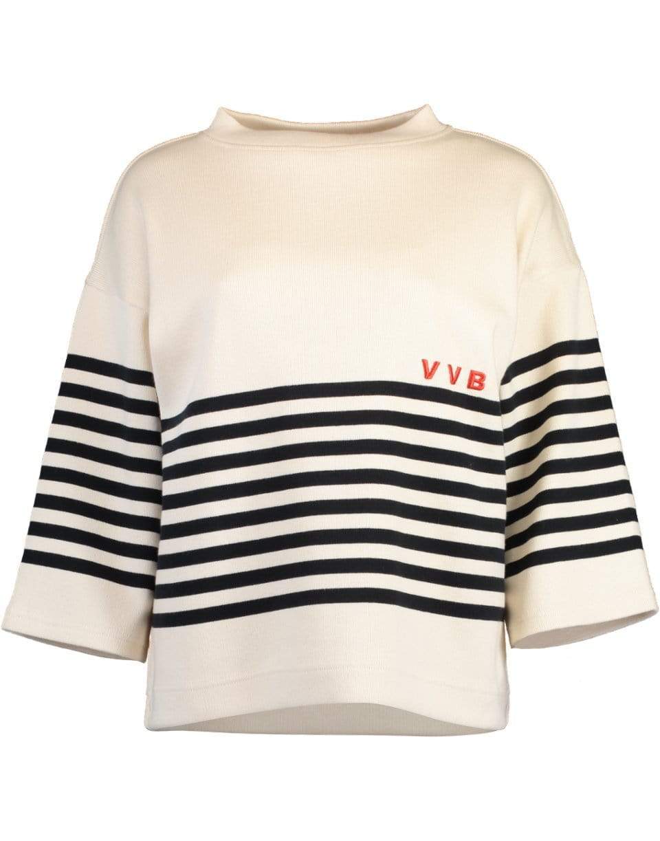 VICTORIA VICTORIA BECKHAM-Striped Ribbed T-Shirt-
