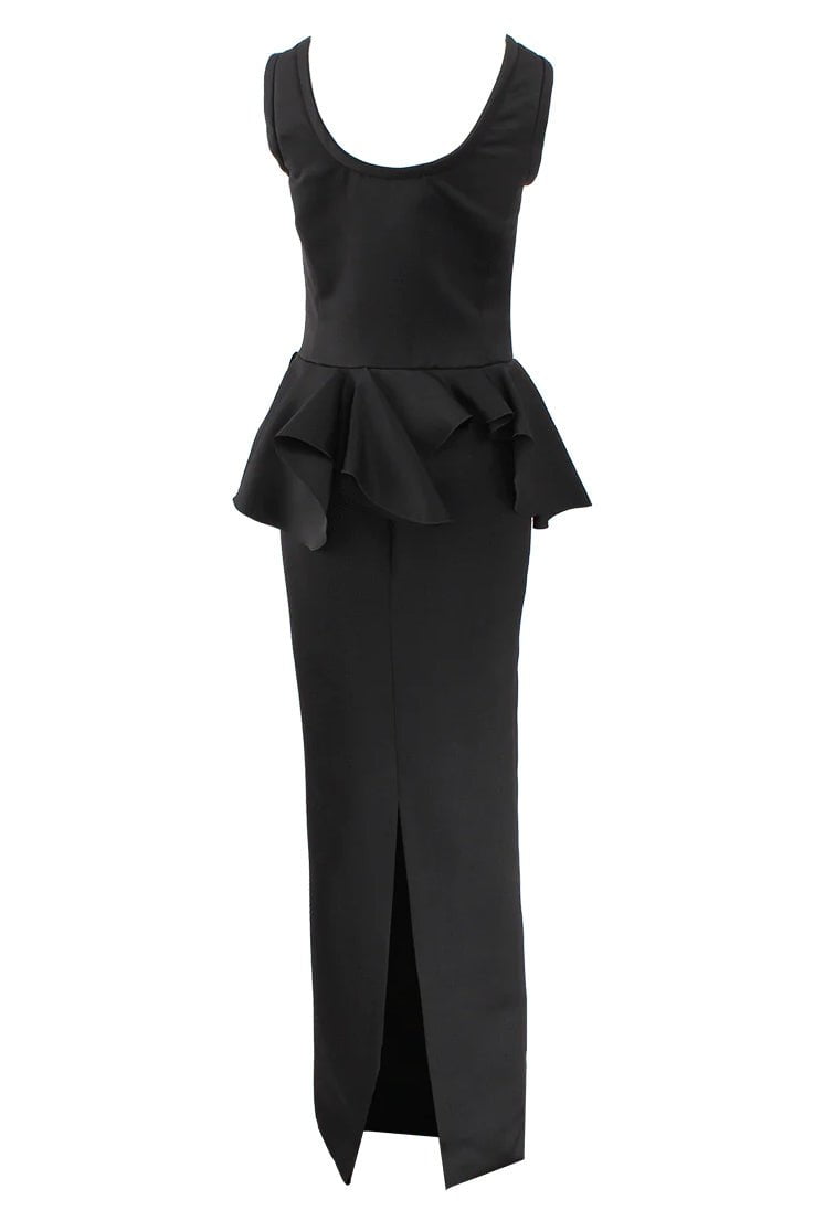 VIKTOR & ROLF-Scoop Neck Peplum Gown-