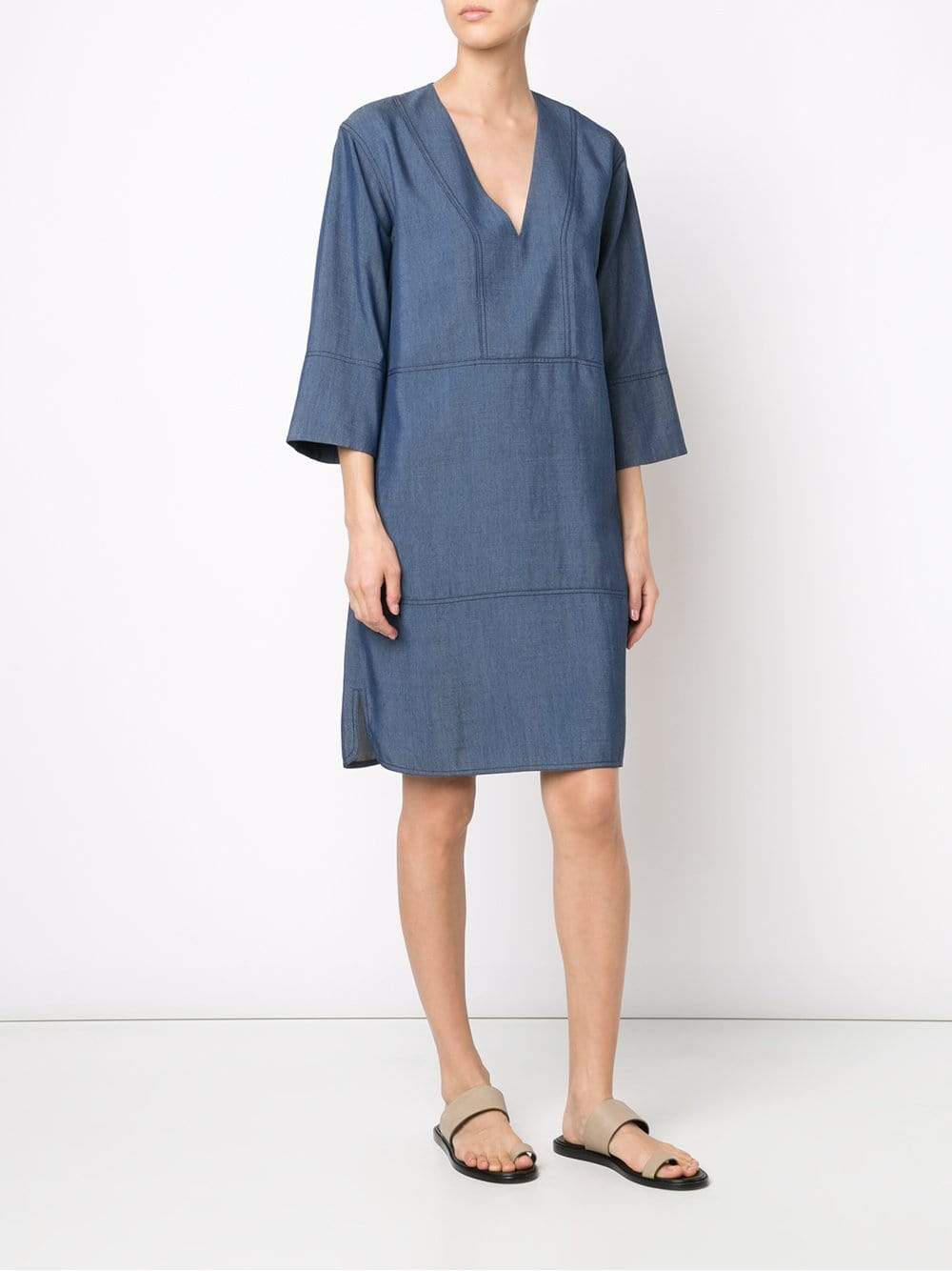 VINCE-Chambray Shift Dress-