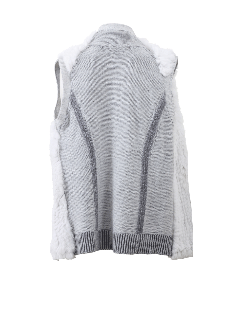 VINCE-Sweater Back Fur Vest-