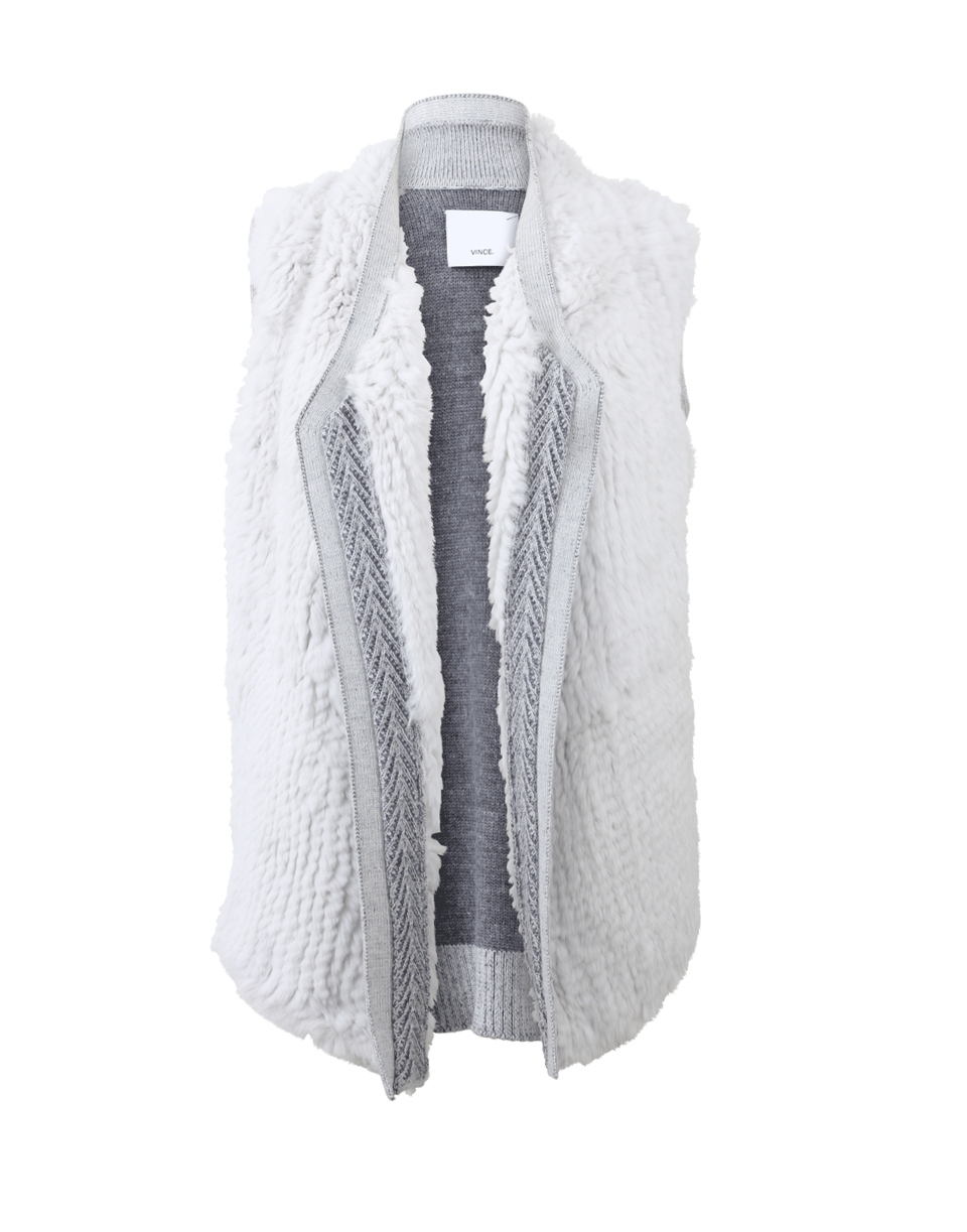 VINCE-Sweater Back Fur Vest-