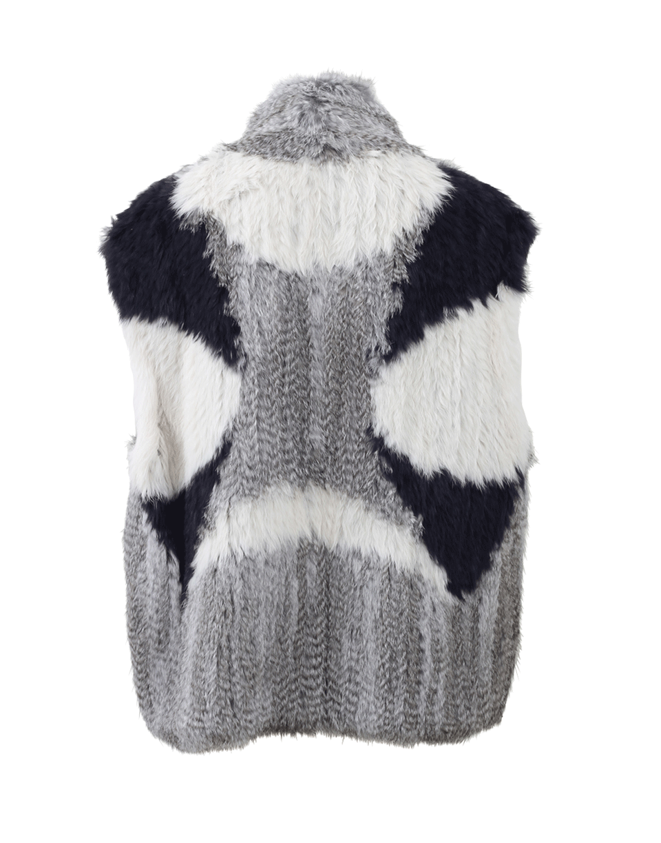 VINCE-Color Block Fur Vest-GREY