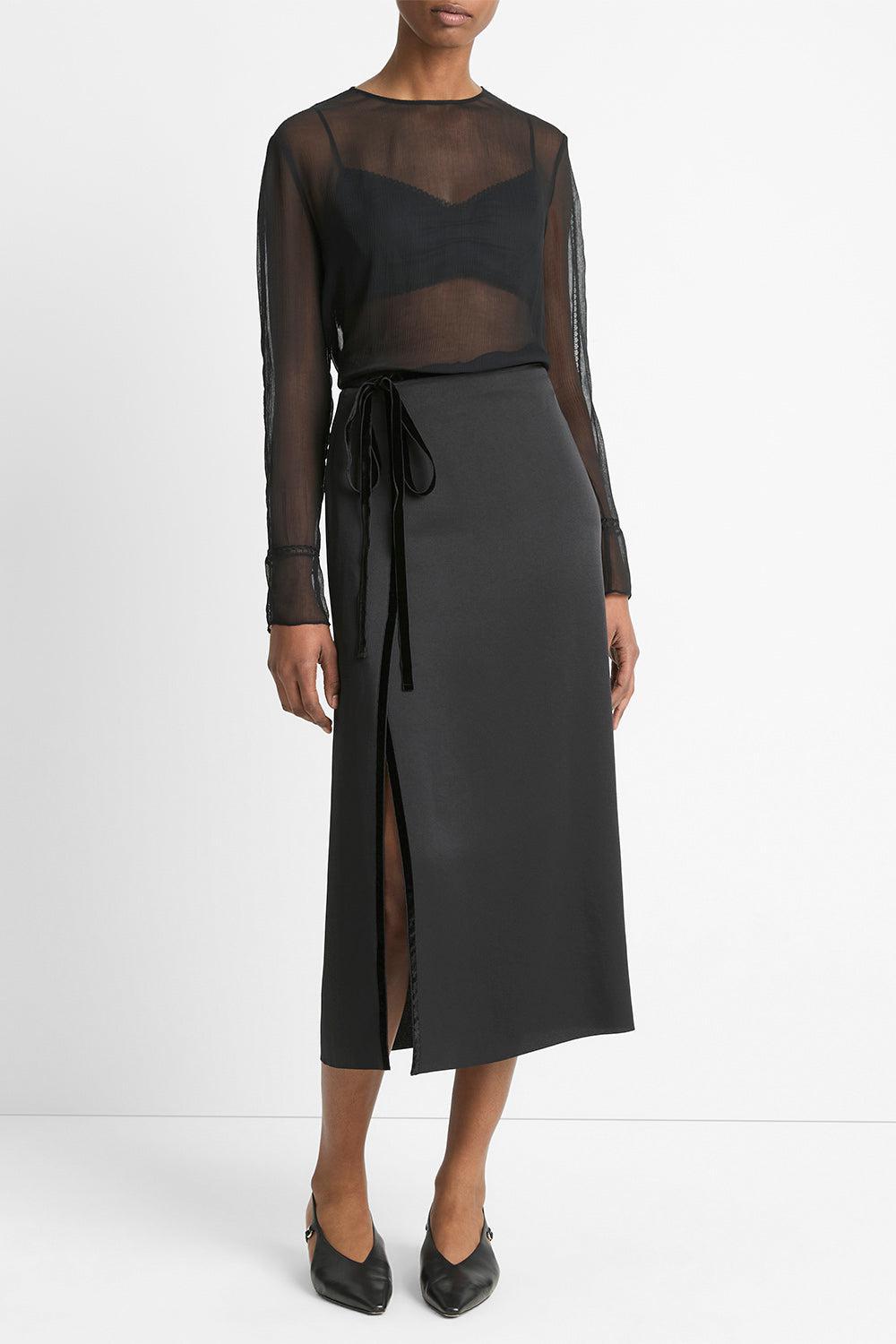 VINCE-Side Slit Midi Skirt-