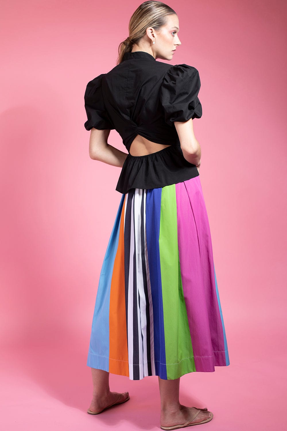 VINCE-Draped Puff Sleeve Blouse - Black-