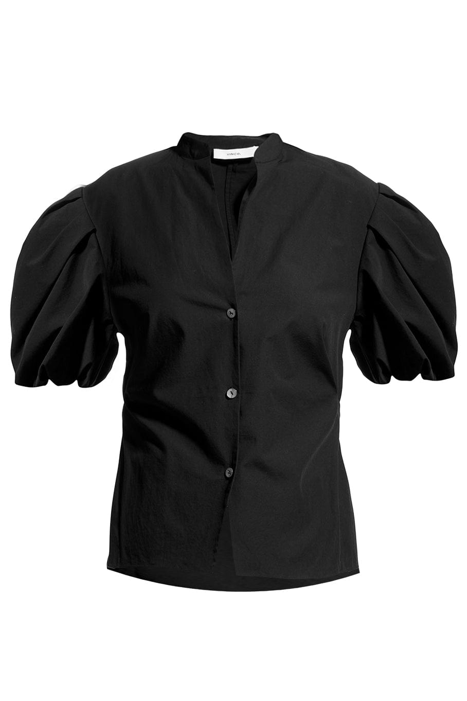 VINCE-Draped Puff Sleeve Blouse - Black-