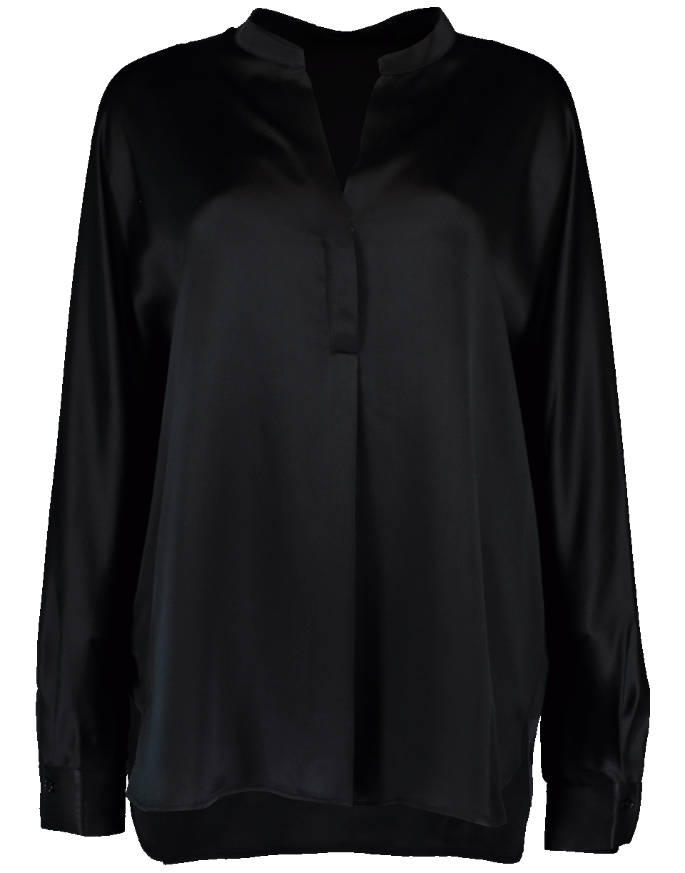 VINCE-Pull On Silk Blouse-BLACK