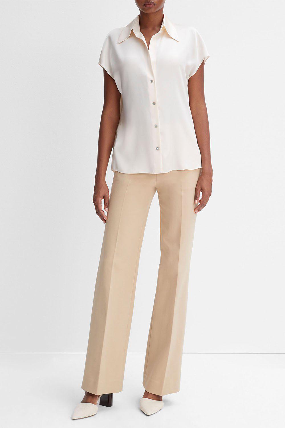 VINCE-Cap Sleeve Ruched Back Blouse - Chiffon-