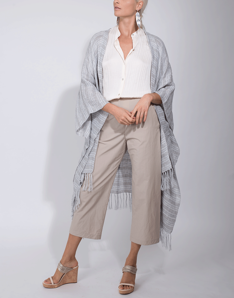 VINCE-Chiffon Sleeveless Crushed Band Collar Blouse-
