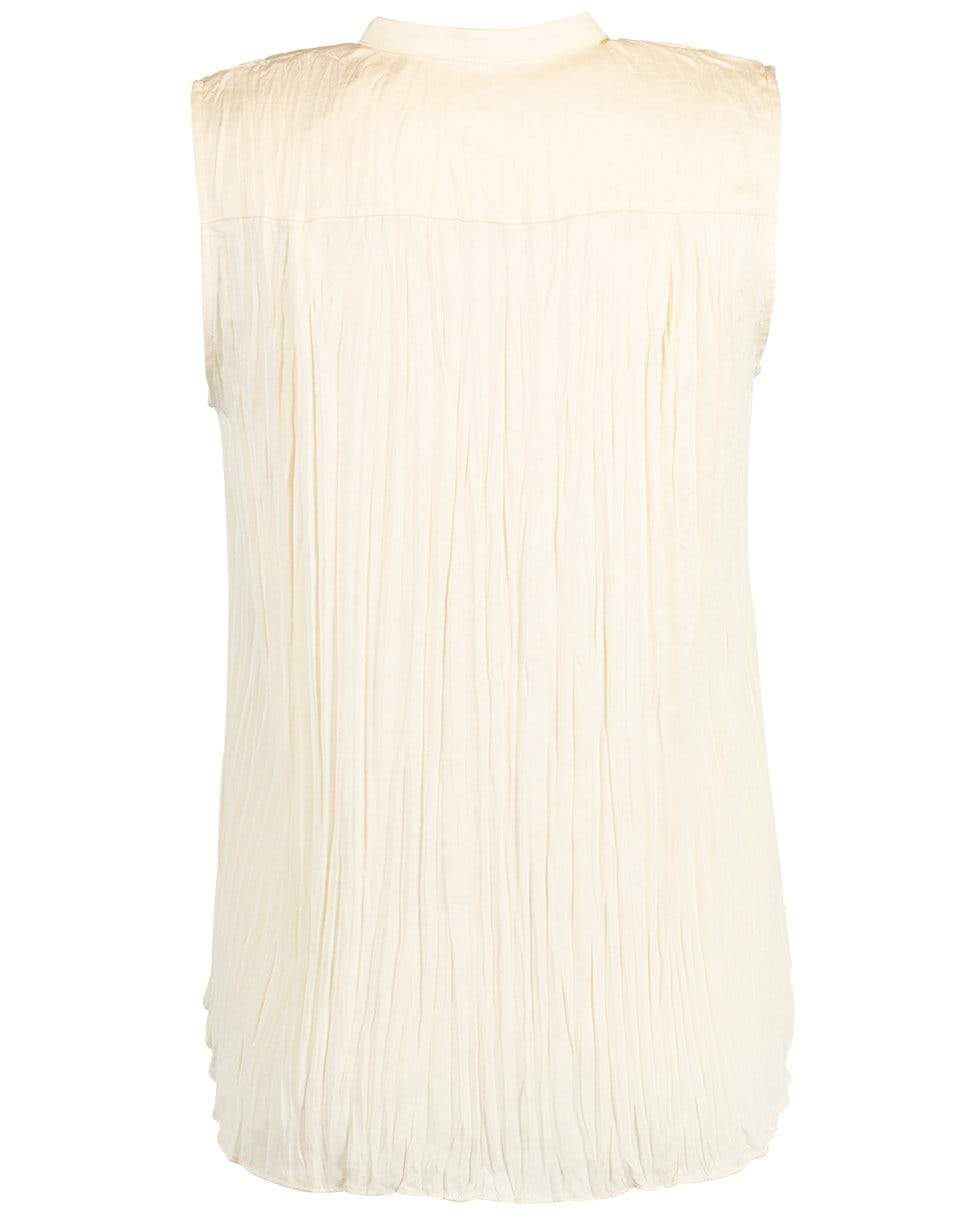 VINCE-Chiffon Sleeveless Crushed Band Collar Blouse-