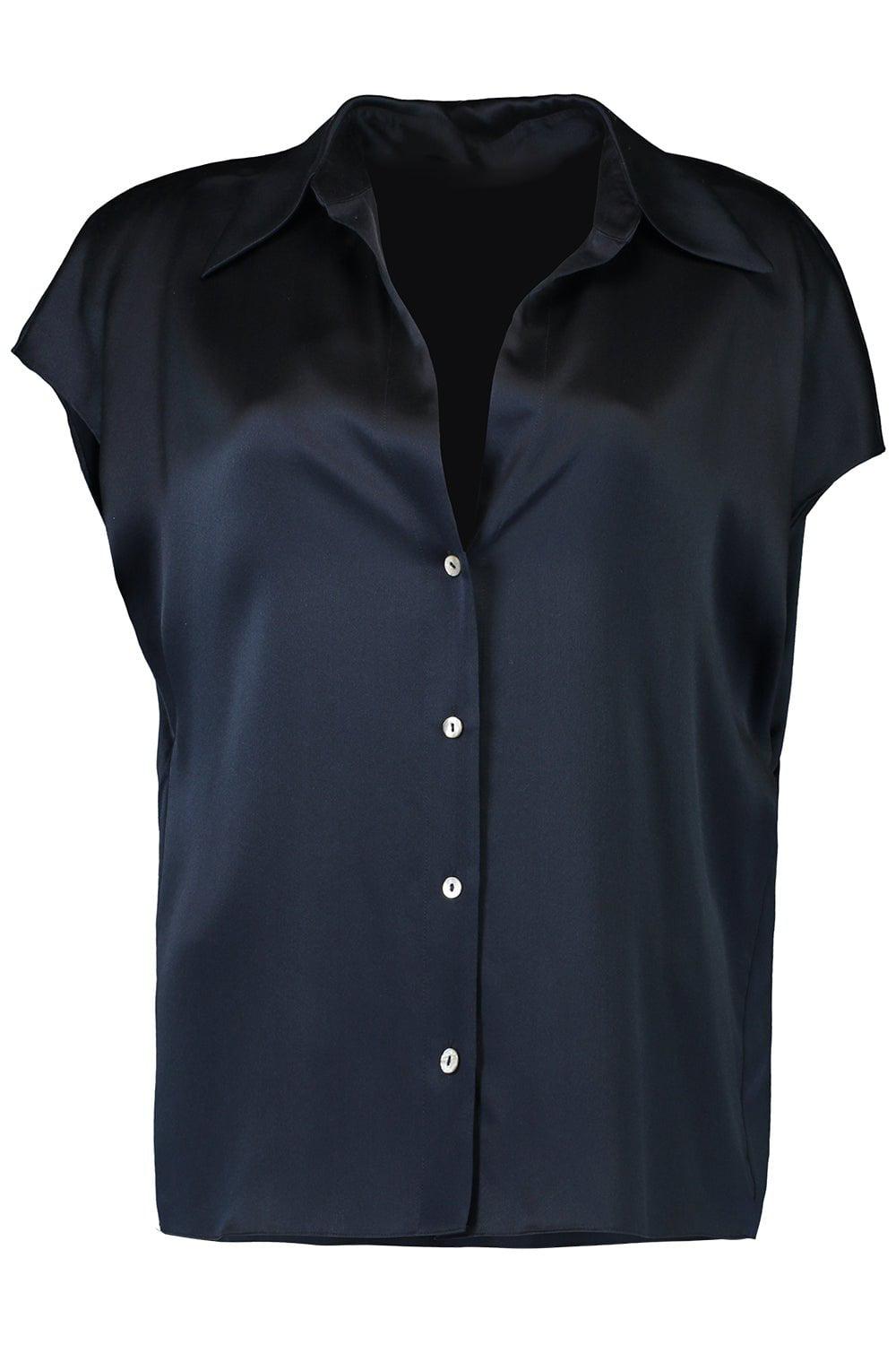 VINCE-Cap Sleeve Ruched Back Blouse - Coastal-
