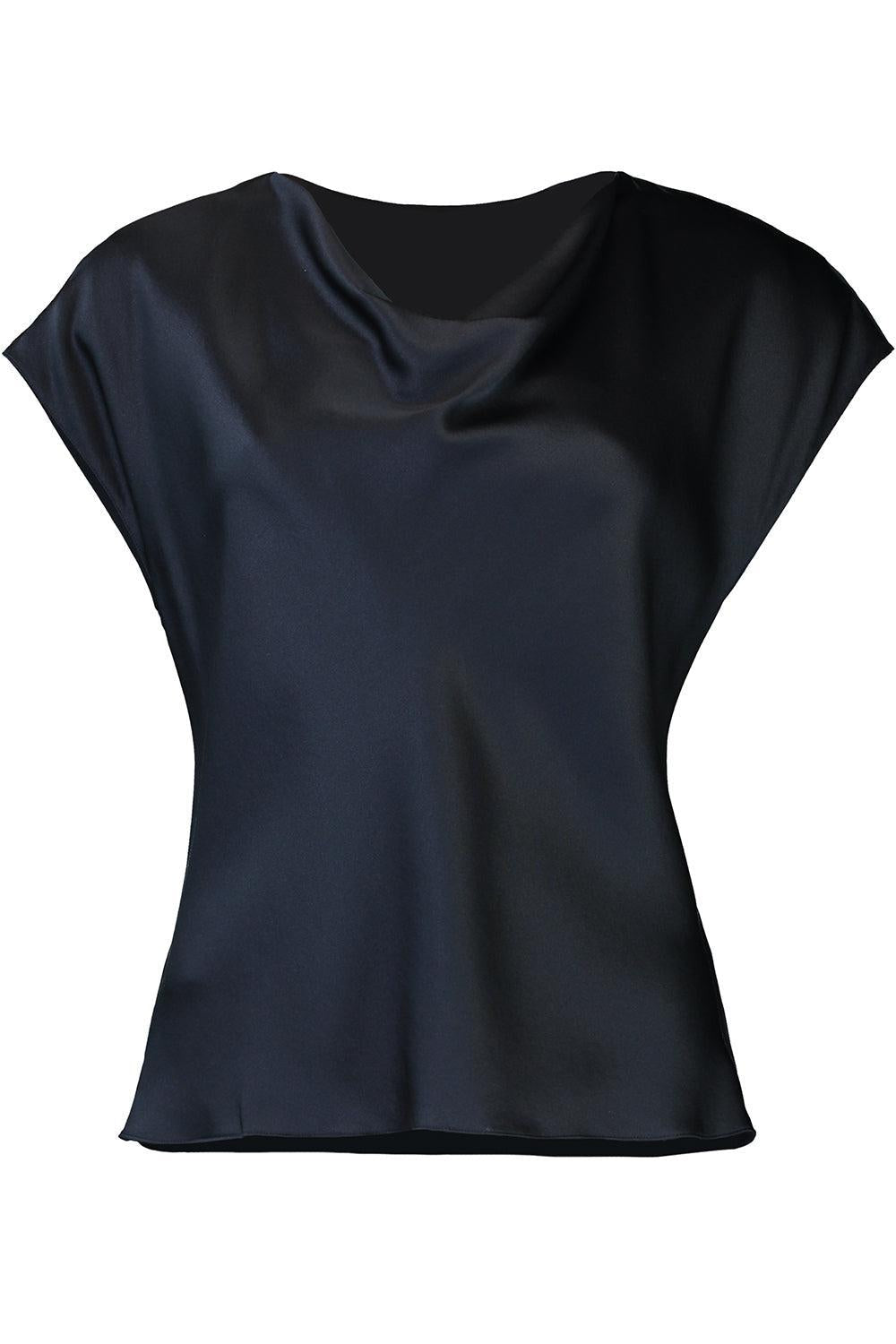 Cowl Neck Cap Sleeve Blouse - Coastal Blue-COASTLBL-XS-CLOTHINGTOPBLOUSE-VINCE