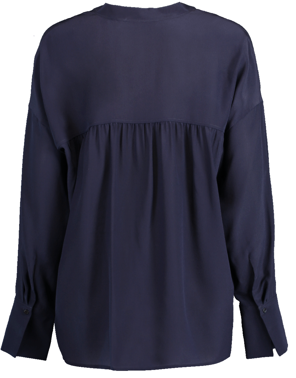 VINCE-Band Collar Blouse-