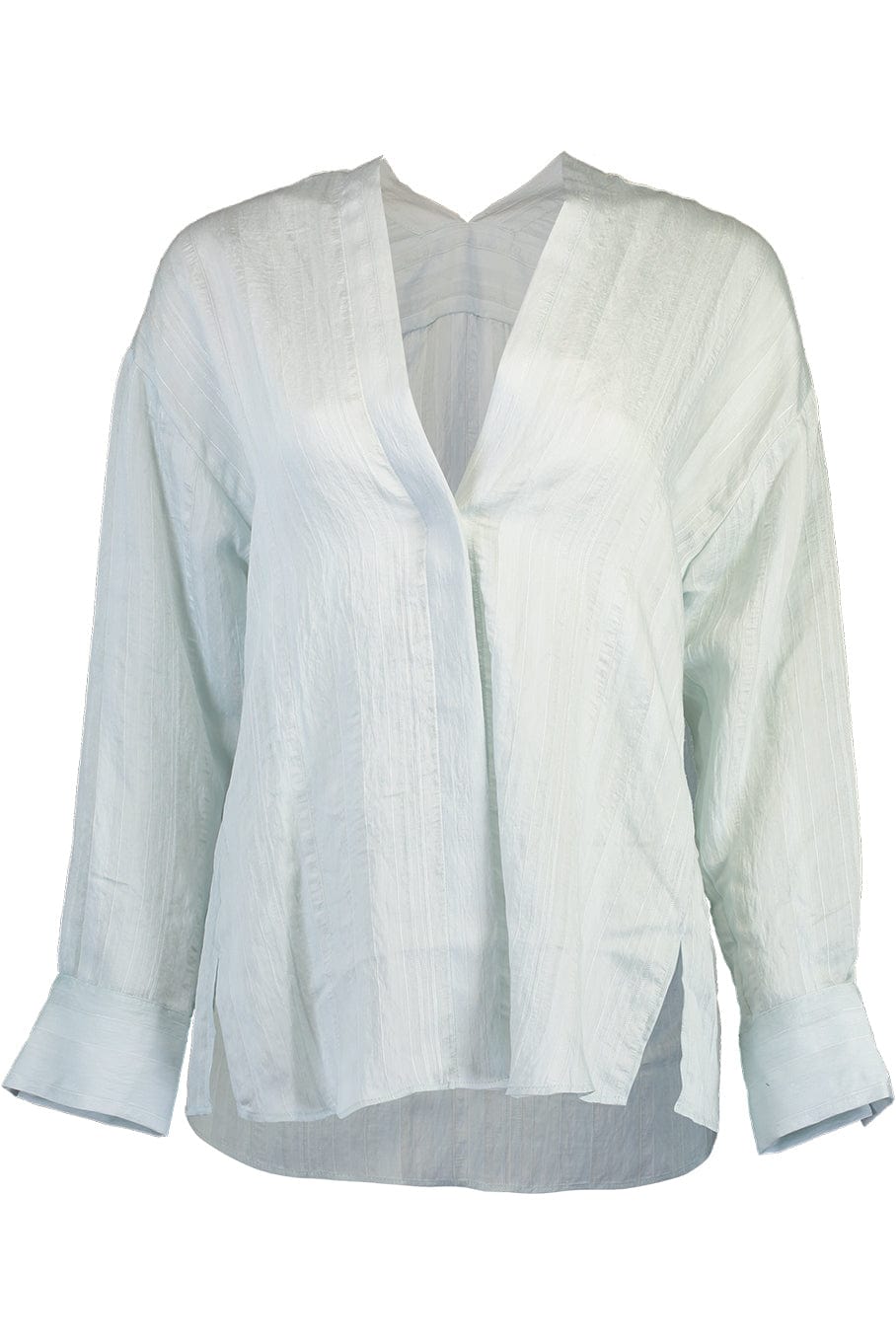 VINCE-Drapey Stripe V Neck Blouse-
