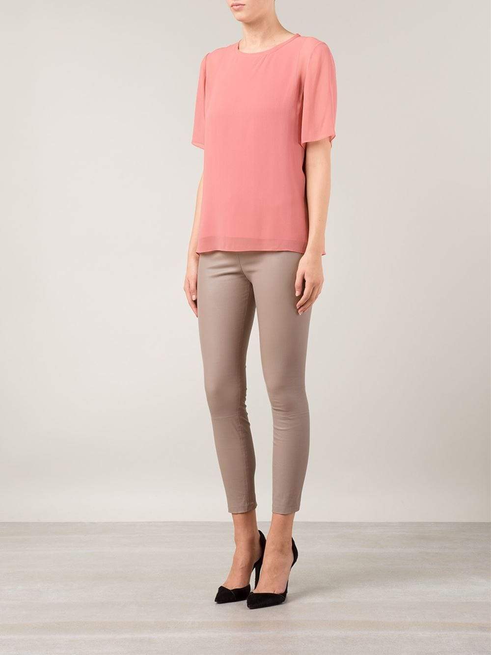 VINCE-Sheer Overlay Blouse-